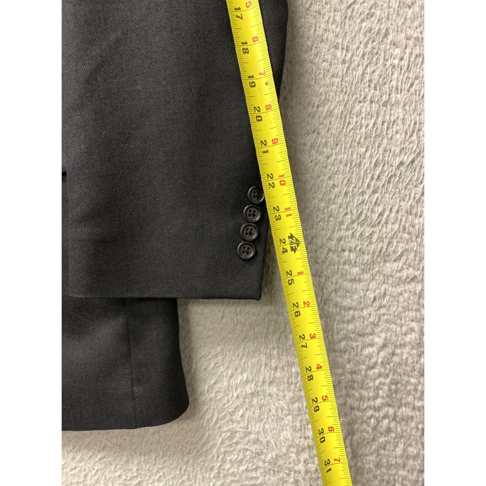Jos. A. Bank Jos A. Bank Blazer Mens 43L Black Wool Travel Slim Two-Button Notch Lapel Herringbone Long Jacket Coat Suit Jacket Size 46R - 6 Thumbnail