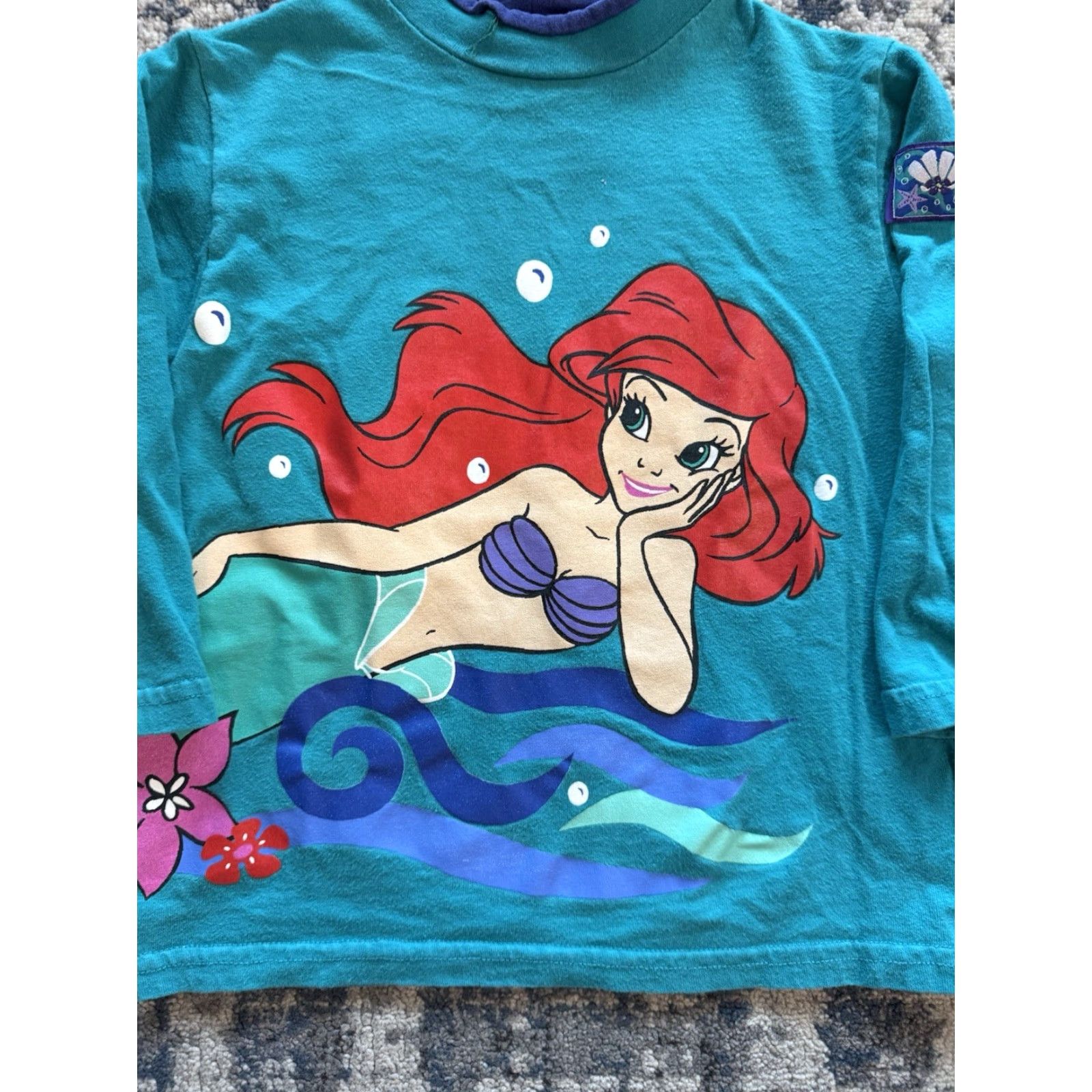 Disney VINTAGE Disney The Little Mermaid Long Sleeve Shirt 7-8 Girls Teal Cotton Blend 1990s Disney Promo Sportswear/Beach Womens? Size US M / EU 48-50 / 2 - 2 Thumbnail