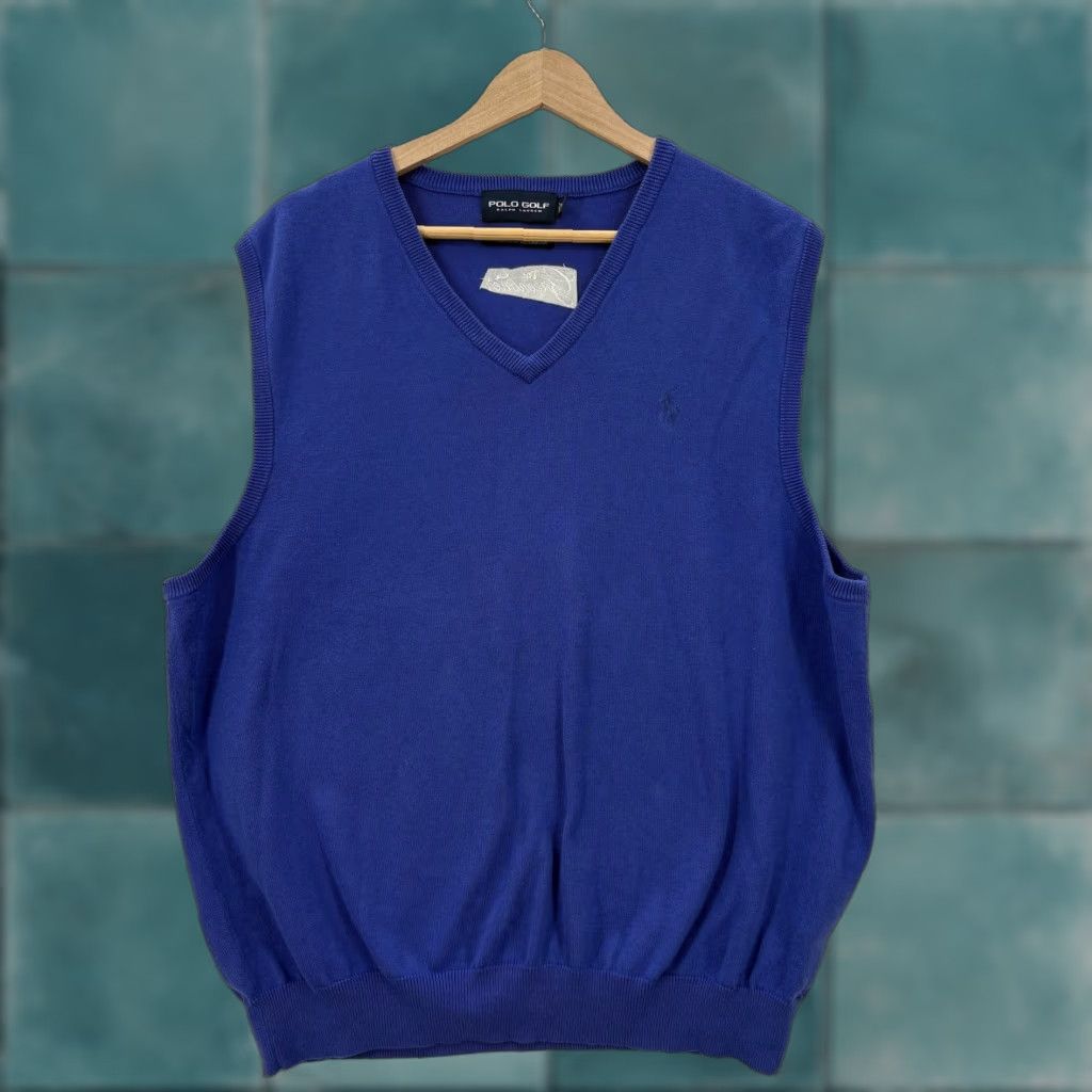 Polo Ralph Lauren Polo Ralph Lauren Polo Golf Sweater Vest Mens XL Blue Cotton V-Neck Knit Vest Size US XL / EU 56 / 4 - 1 Thumbnail