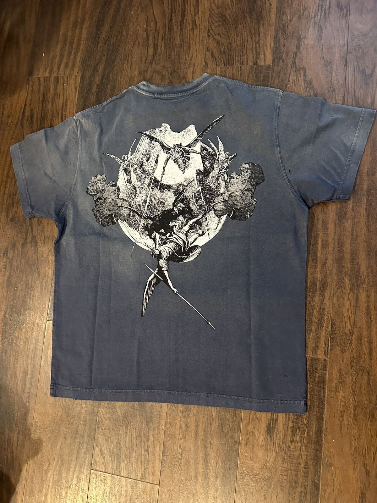 Revenge Kosuke Kawamura Glitch Arch Logo Tee Treated Navy Size US M / EU 48-50 / 2 - 2 Thumbnail