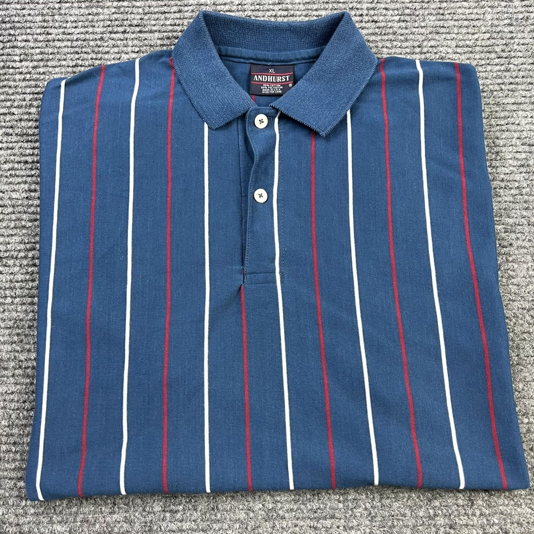 Vintage VINTAGE Andhurst Polo Shirt Mens XL Blue Striped 50/50 Made USA Polo Shirt Golf 90s Size US XL / EU 56 / 4 - 7 Thumbnail