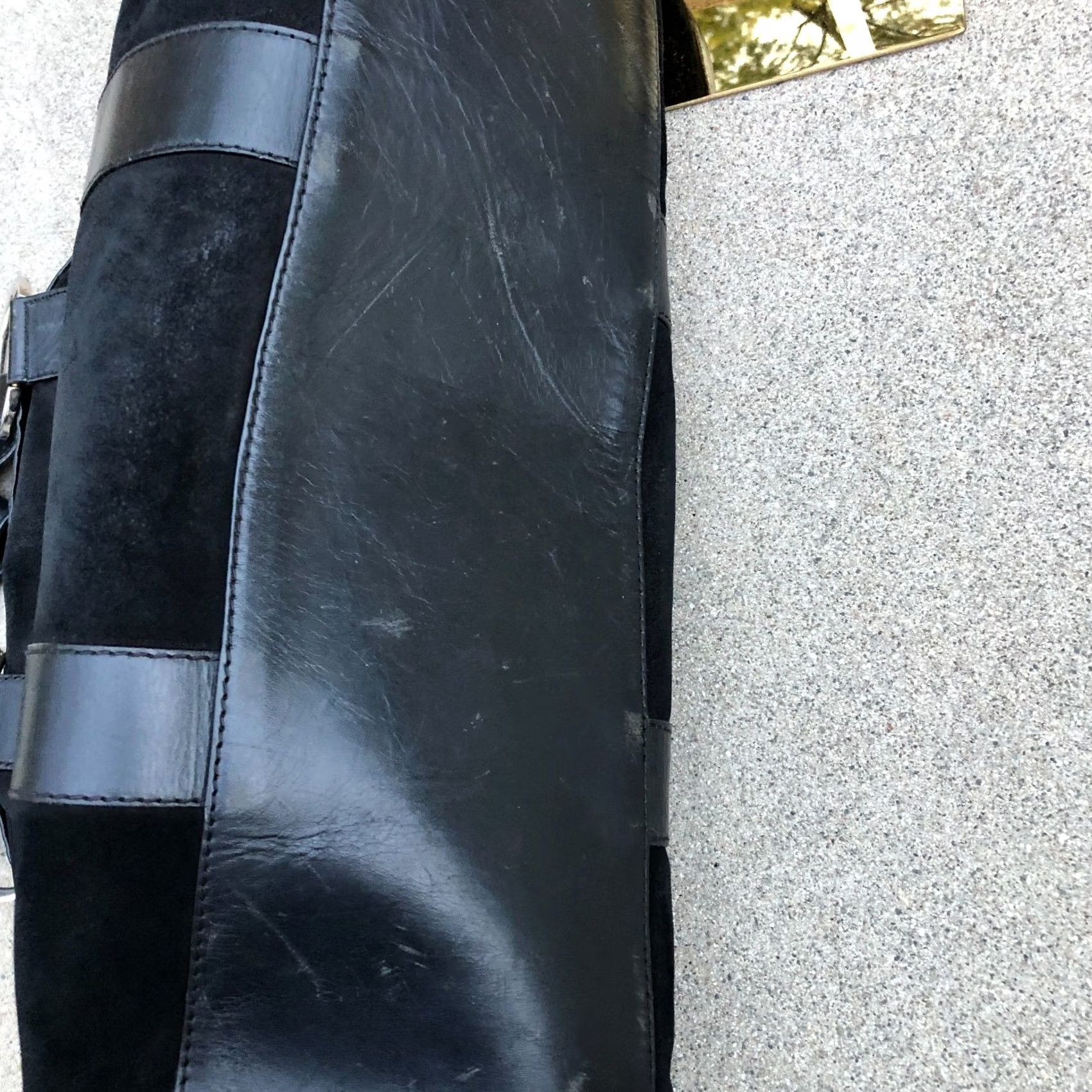 Vintage JANE AUGUST Designer Purse Shoulder Hand Bag Black Leather Suede Large Size ONE SIZE - 6 Thumbnail