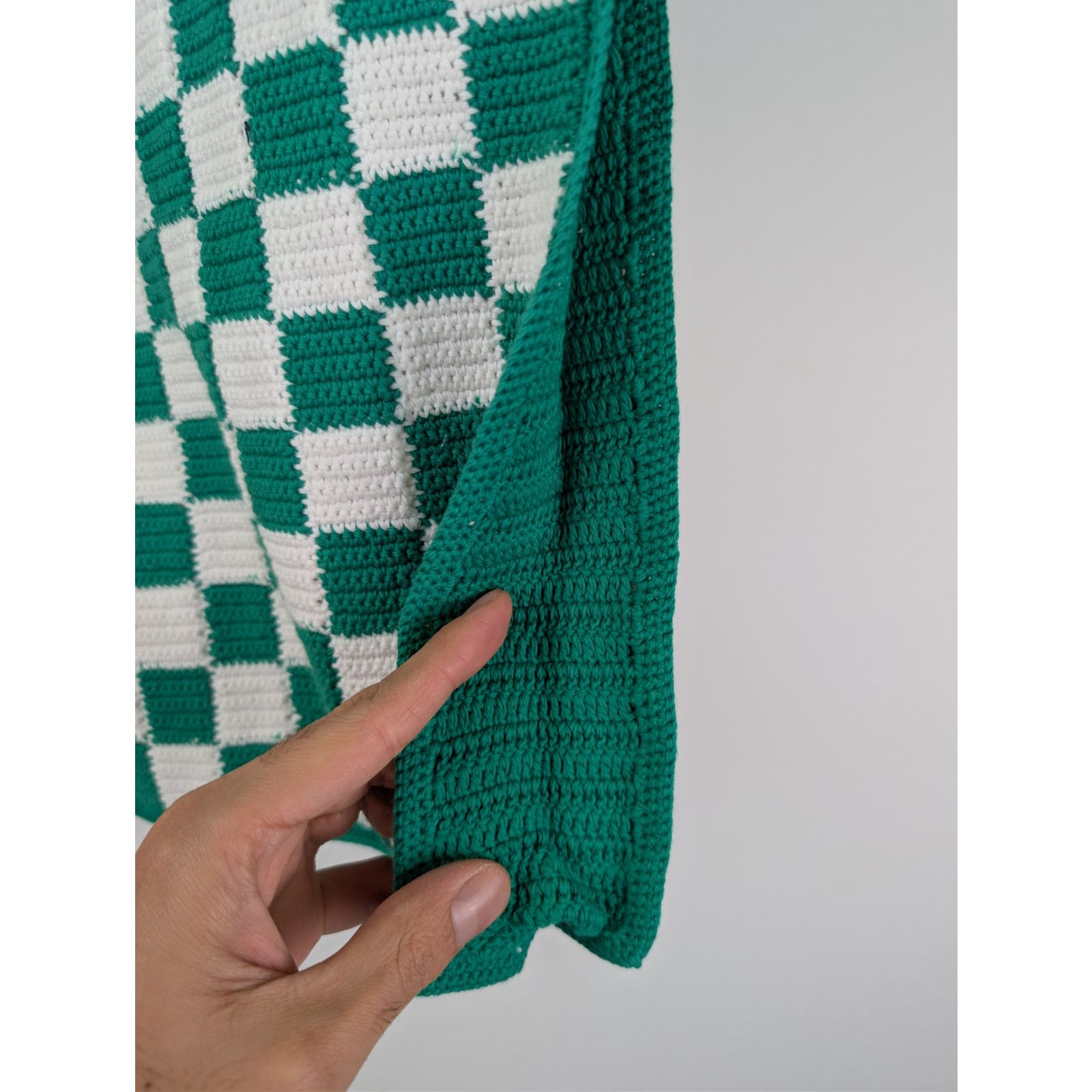 Casablanca o1rshd1 Size: OS / crochet cotton tote bag in green & white Size ONE SIZE - 7 Thumbnail
