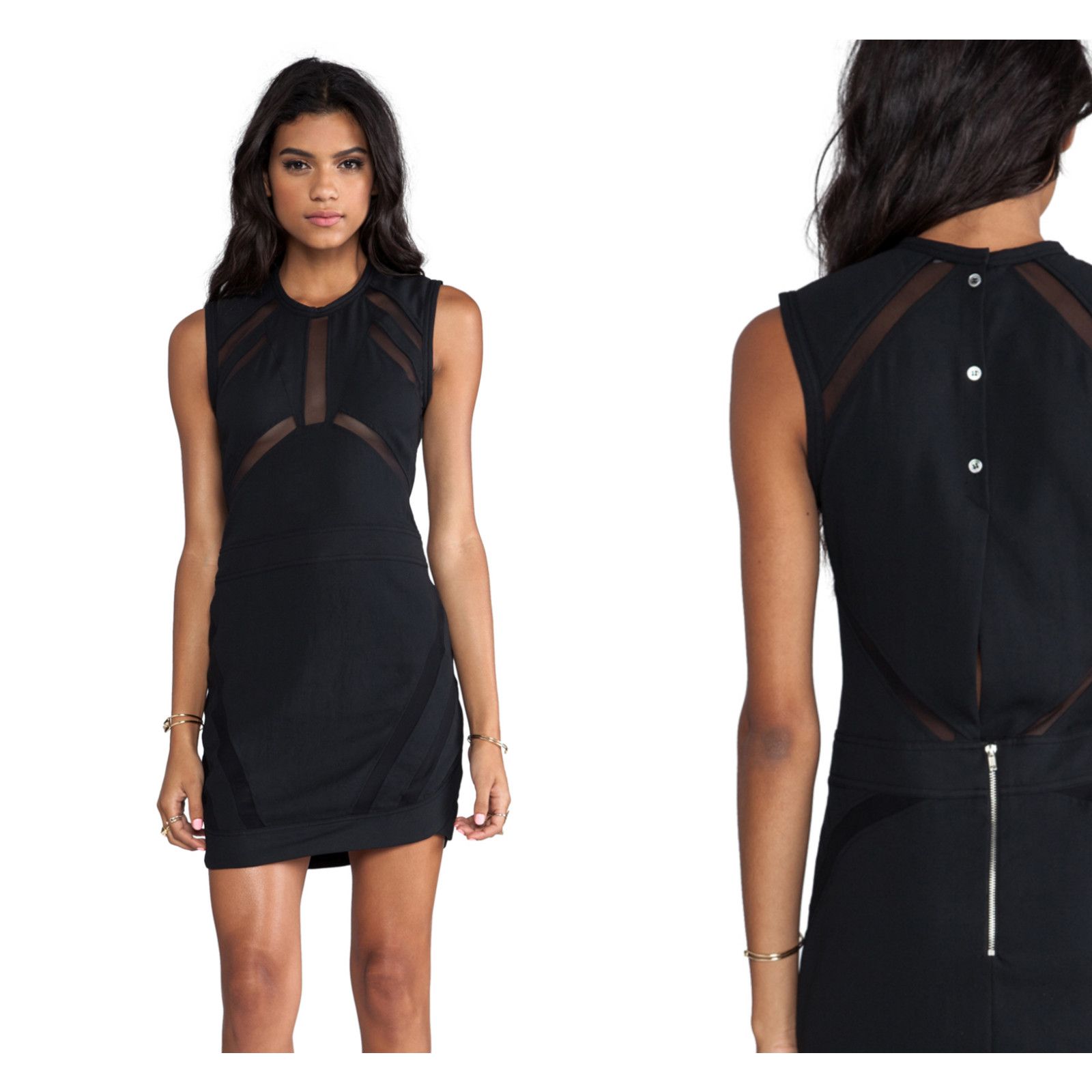 Iro IRO FLOOD Dress Sheath in Black Nior Sheer Panel Accents Size S / US 4 / IT 40 - 1 Thumbnail