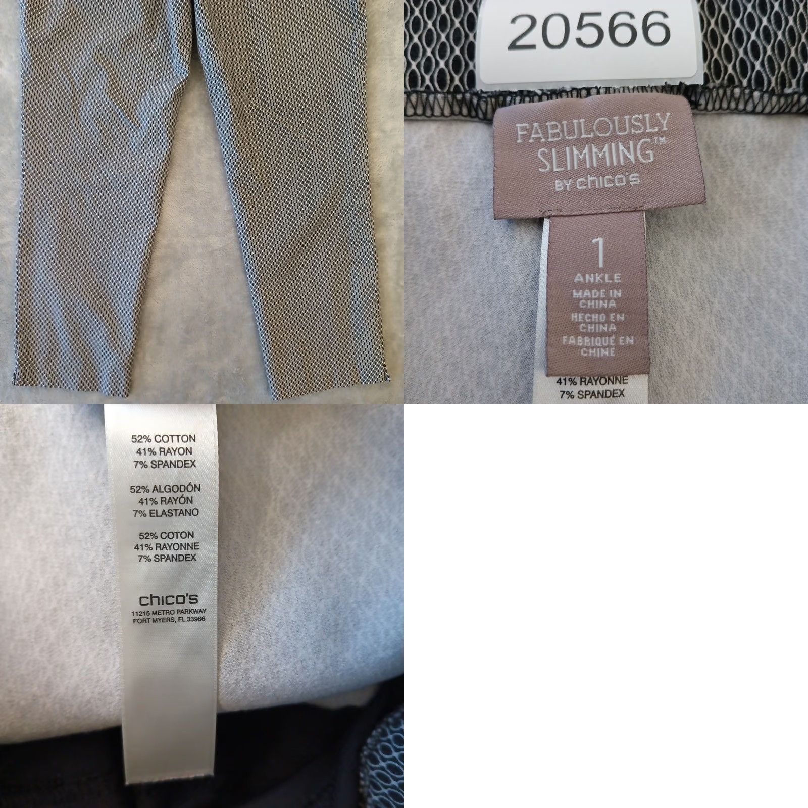 Vintage Chico's Pants Womens Size 1 Black Ankle Geometric Slimming Pull On Straight 24.5in Inseam Lounge Wear Size 25" / US 0 / IT 36 - 8 Thumbnail
