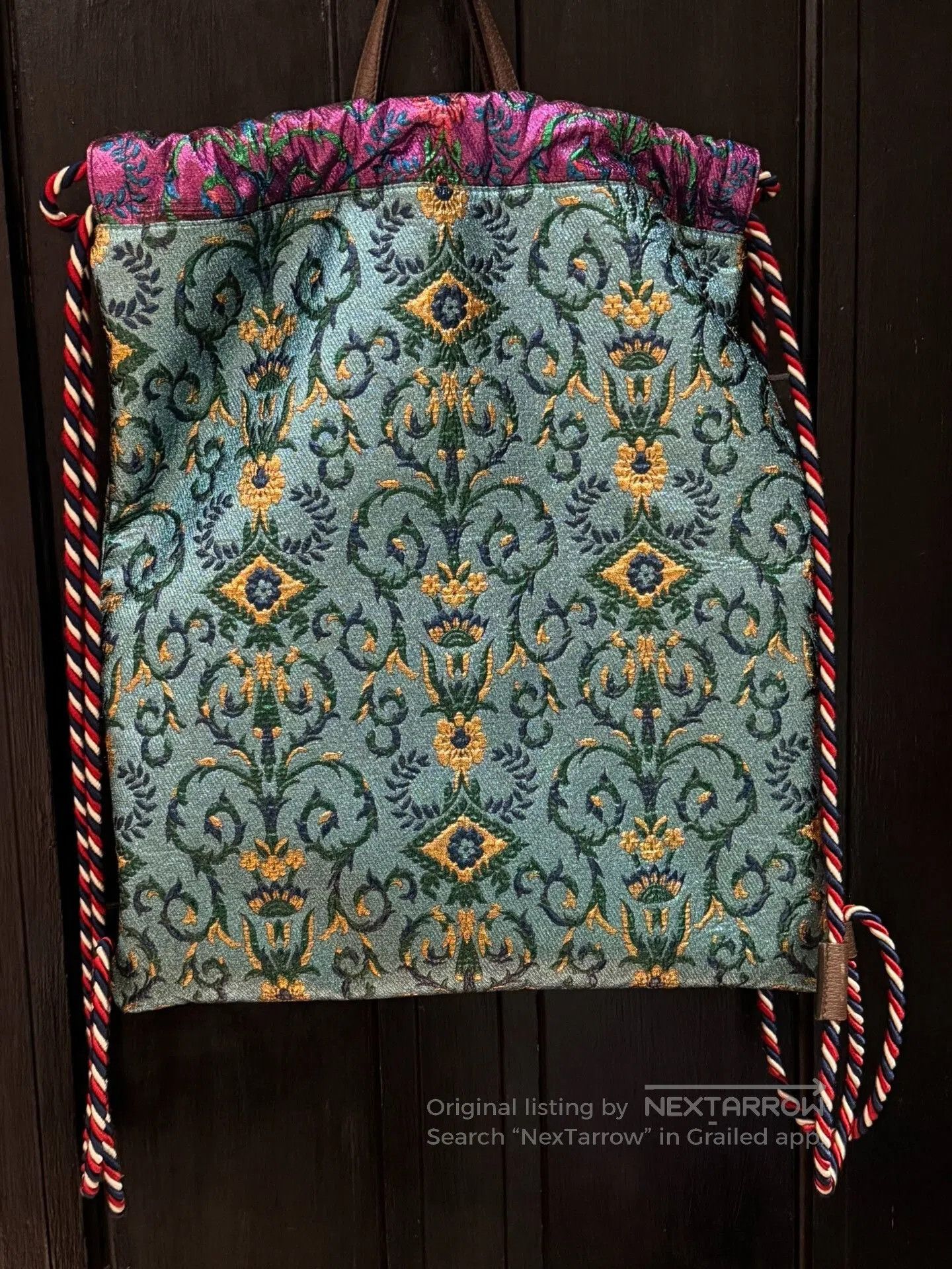 Gucci Gucci Embroidered Satin Backpack with Drawstring. Size ONE SIZE - 6 Thumbnail