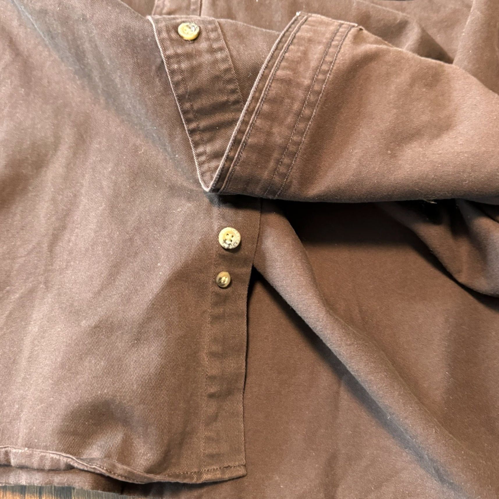 Carhartt VINTAGE Carhartt Mens Button Up Shirt Brown Vietnam Vets Patch Trophy Life Member S09DKB Size US L / EU 52-54 / 3 - 7 Thumbnail
