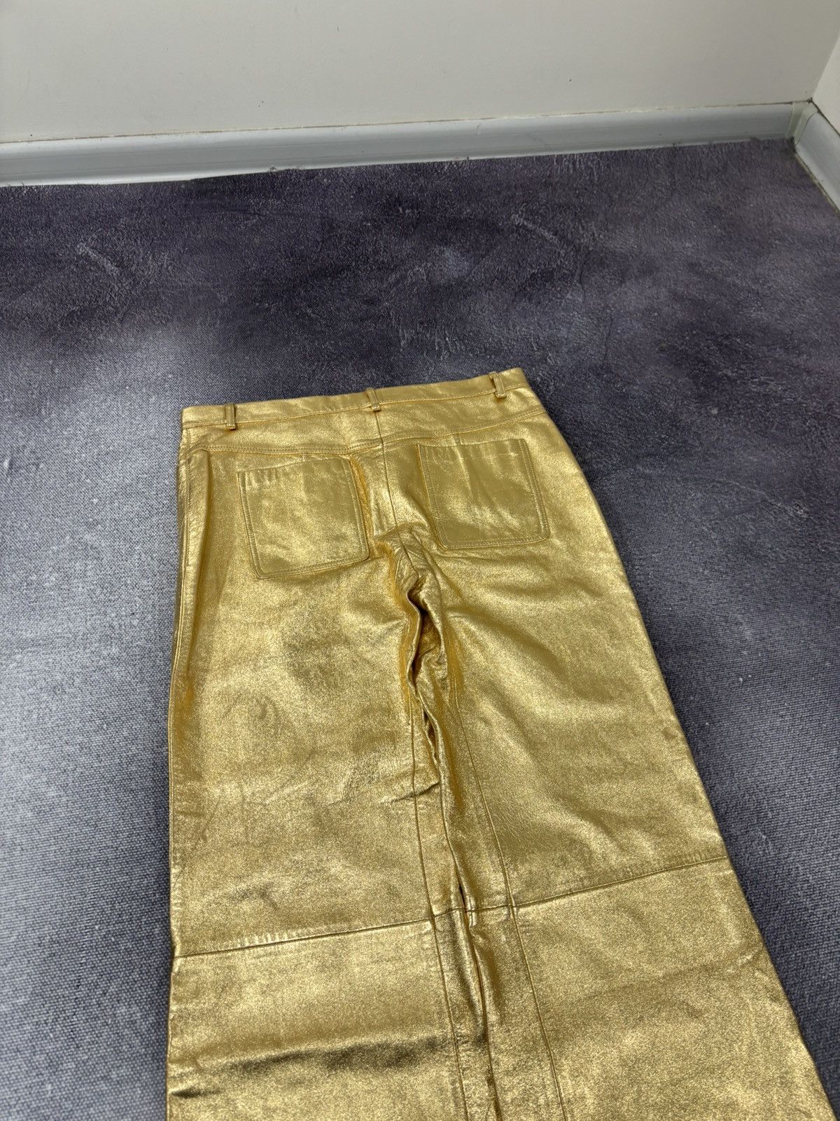 Sandro Sandro Paris NWT Women’s Metallic Gold Lamb Leather Pants Size 30" / US 8 / IT 44 - 21 Thumbnail