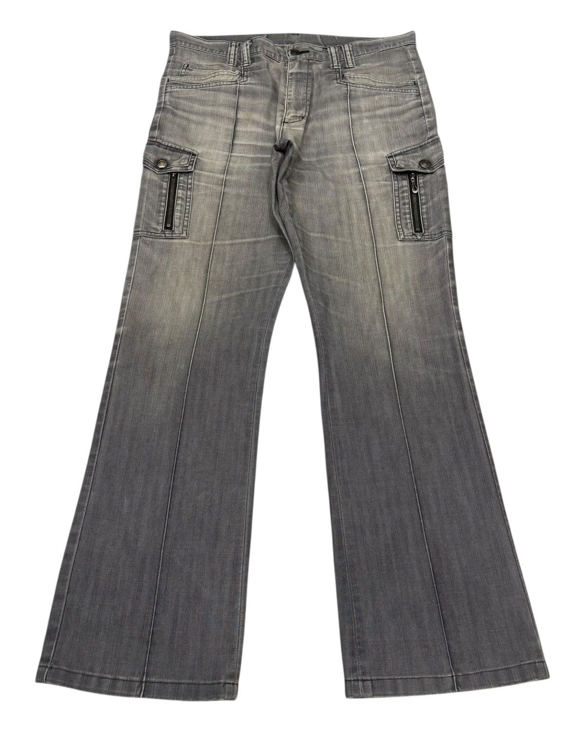 Tete Homme Vintage Japanese Brand Male & Co Faded Gray Flare Cargo Pant Size US 35 - 1 Thumbnail