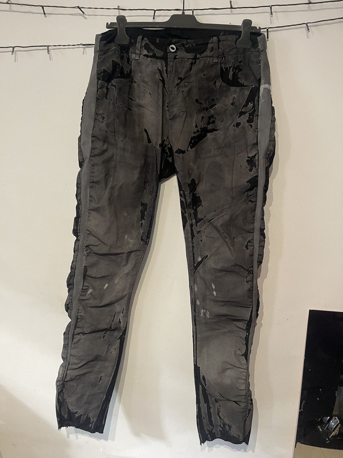 image of 11 By Boris Bidjan Saberi x Boris Bidjan Saberi Mainline Leather Side Stripe Waxed Denim in Black C