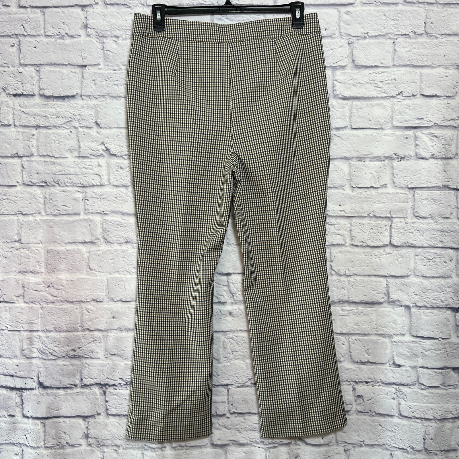 Anthropologie Anthropologie Maeve Gingham Kick Flare Pants Brown Size 14 Size 36" / US 14 / IT 50 - 2 Thumbnail