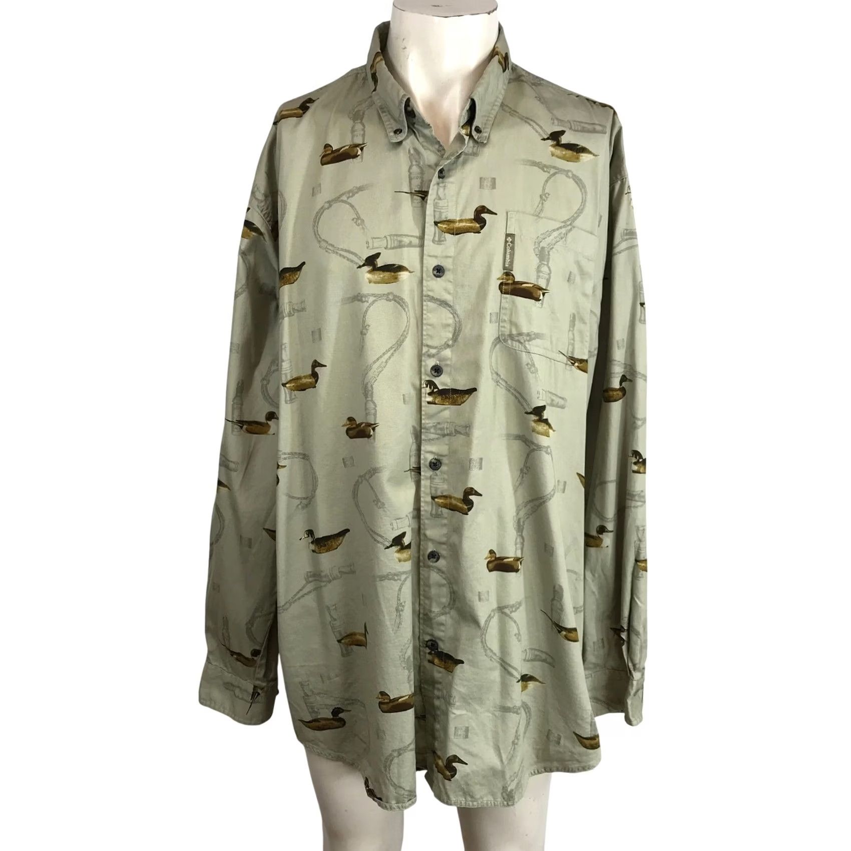 Vintage Columbia River Lodge Men's XXL Long Sleeve Duck Print Button Down Shirt Size US XXL / EU 58 / 5 - 2 Thumbnail