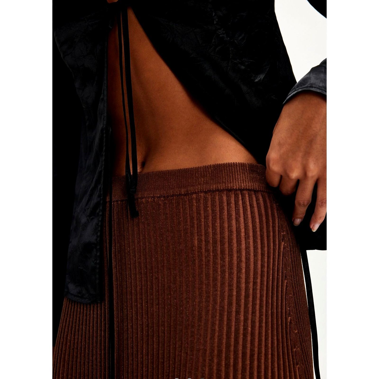 Free People Free People Clara Hi Rise Knit Maxi Skirt Brown Combo size S Size 27" / US 4 / IT 40 - 4 Thumbnail