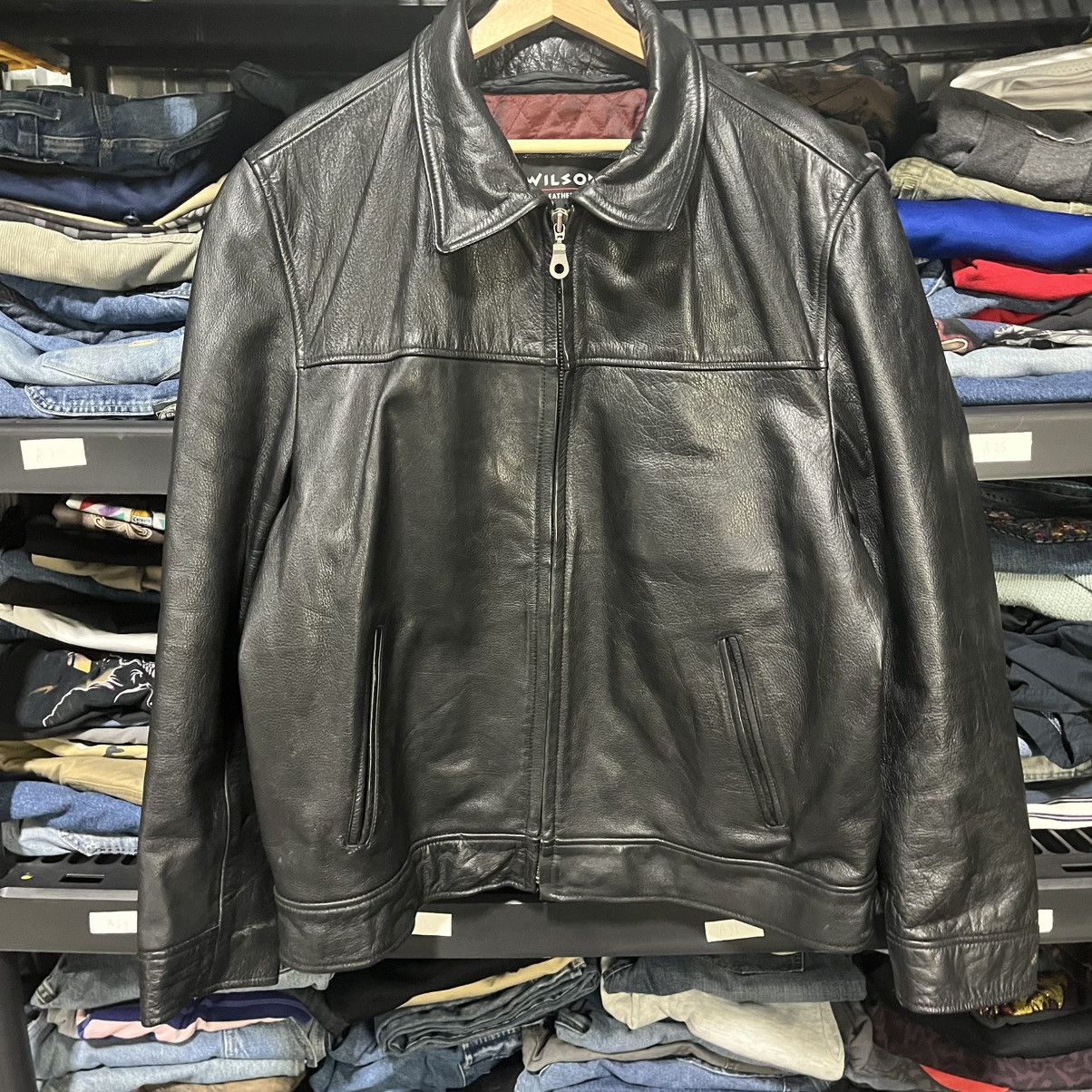 Wilsons Leather VINTAGE 90s WILSON LEATHER JACKET FULL ZIP BLACK SIZE LARGE Size US L / EU 52-54 / 3 - 3 Thumbnail