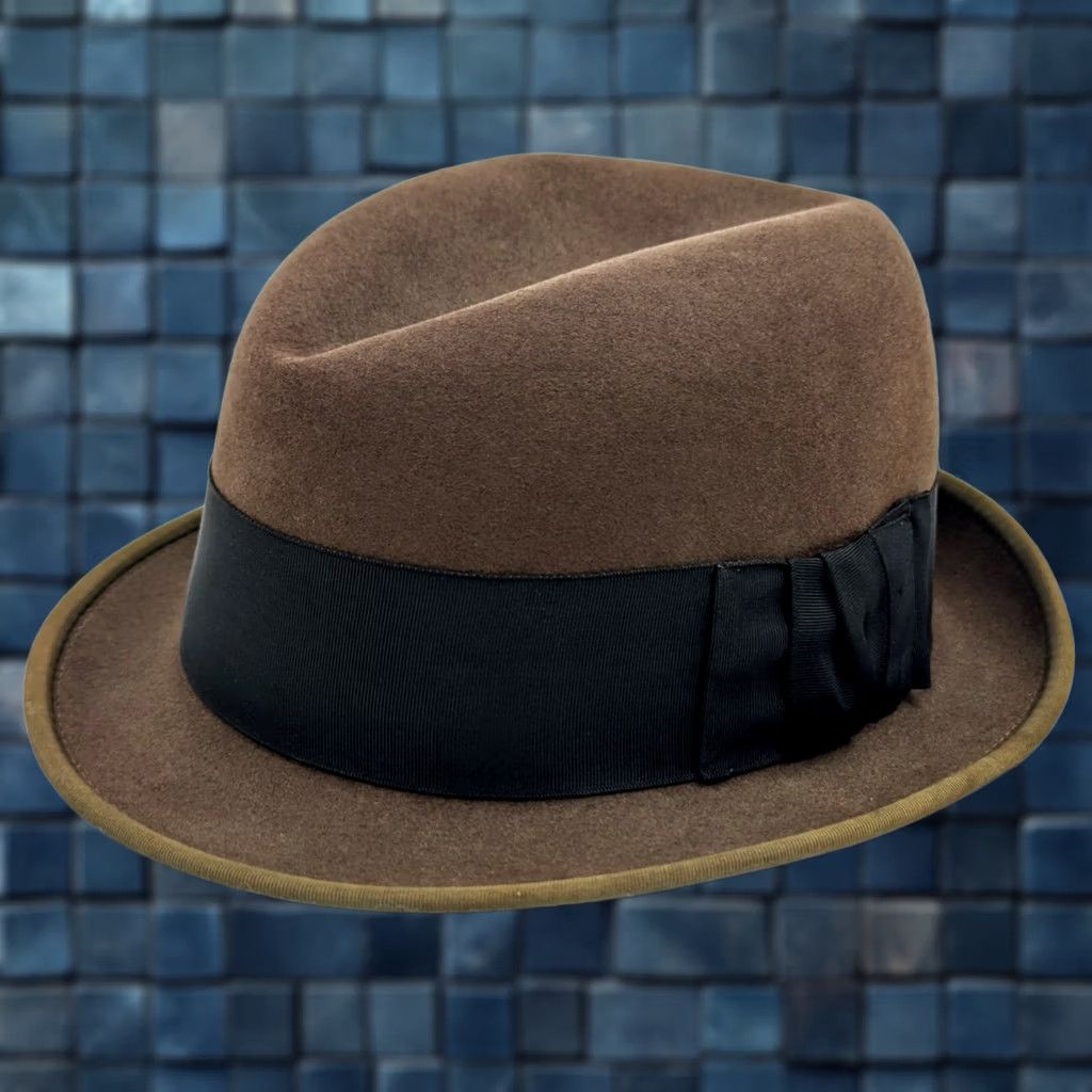 FELT VINTAGE Wormser Royal Luxury Fedora – Brown Felt Hat – Size 7 3/8 – Men – Leather Band – United Hatters Cap & Millinery – Midas Style Size ONE SIZE - 1 Thumbnail