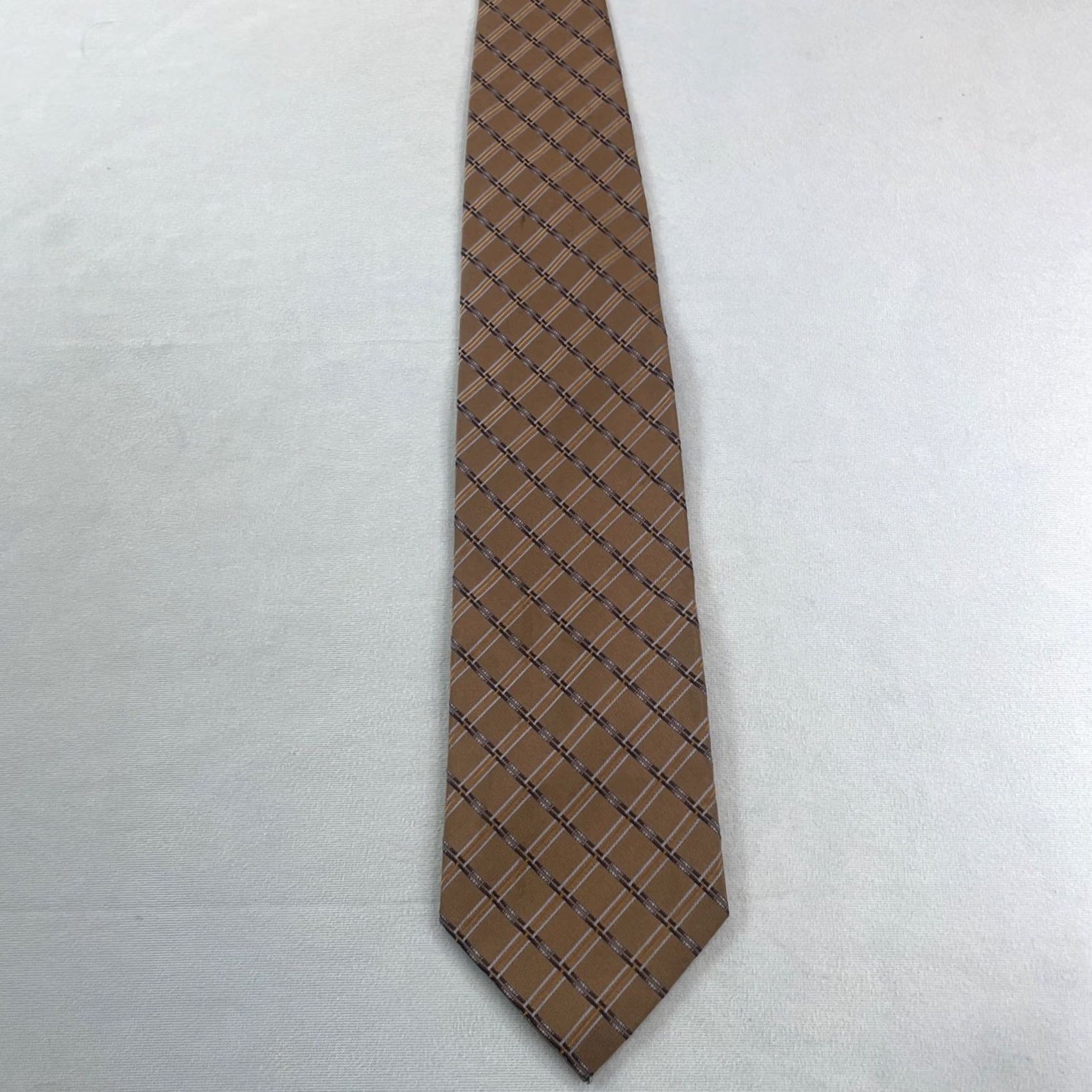 Vintage VINTAGE Valerio Galati Silk Tie Brown Plaid Western Capsule Wide vtg 90s 4x59" Men's Tie Size ONE SIZE - 4 Thumbnail
