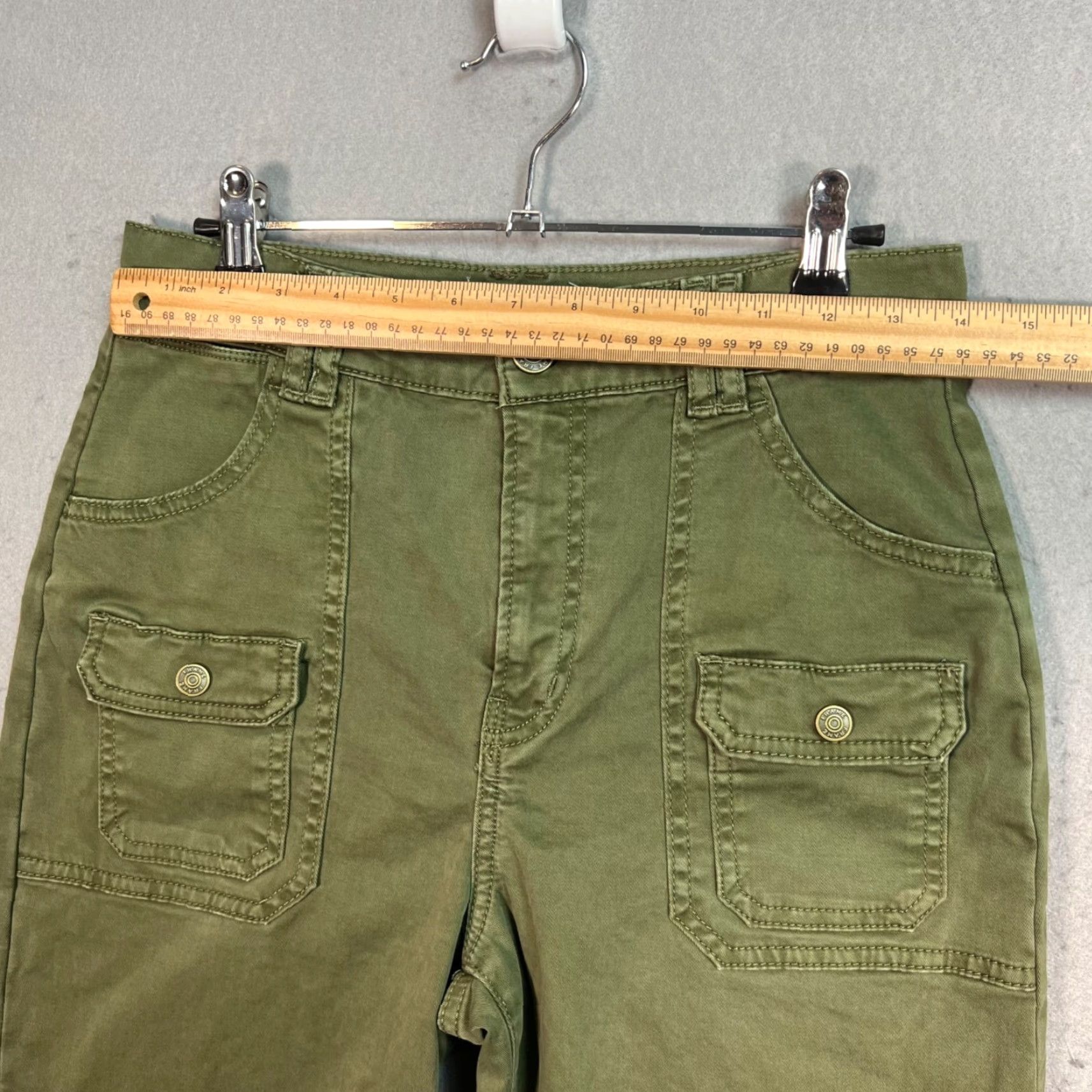 Frame VINTAGE FRAME Womens Cargo Pants 27 Green Cotton Elastane High-Rise Straight Leg Size 27" / US 4 / IT 40 - 5 Thumbnail