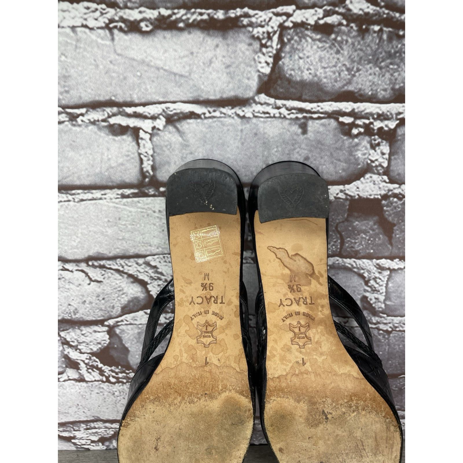 Brighton Brighton Black Leather Croc Embossed Mules Slides Sandals Wo Size US 9.5 / IT 39.5 - 20 Thumbnail