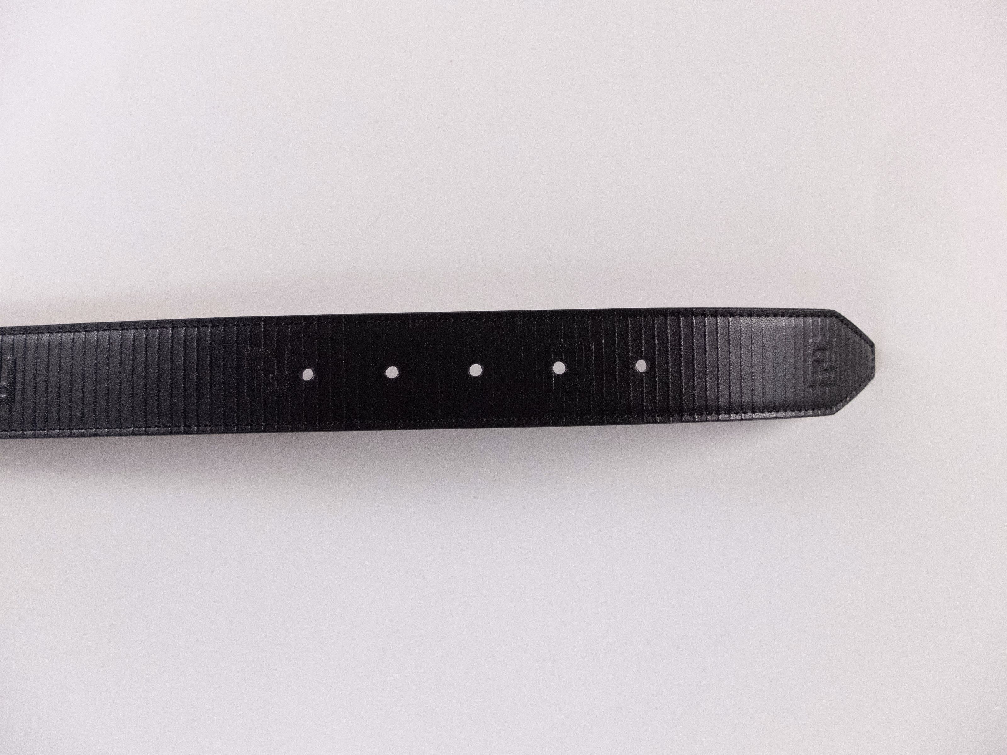 Fendi FENDI Edge black FF logo embossed leather belt 90 / 36 Size 34 - 4 Thumbnail
