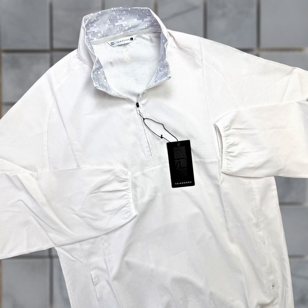 Vintage 7 Diamonds Oxygenate Quarter Zip Men L White Moisture Wicking Lightweight Golf Pullover shirt 1/4 Zip Men White 7 Diamonds Golf Size US L / EU 52-54 / 3 - 1 Thumbnail