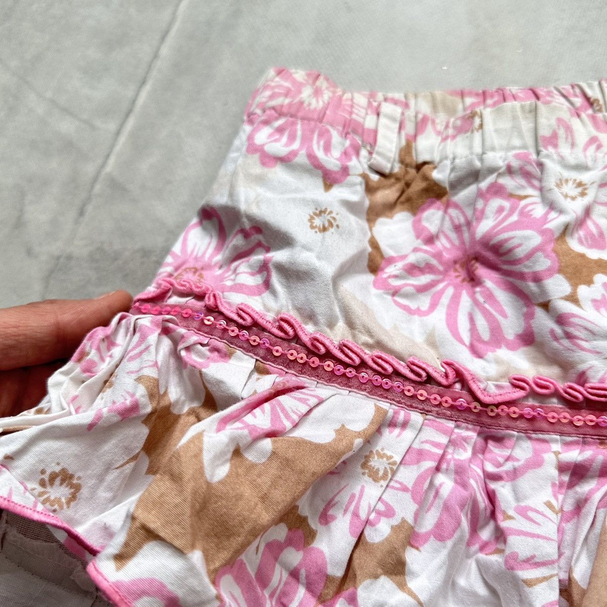 Cop Copine × Ed Hardy × Miss Sixty Sexy Floral Ruffle Skirt Y2K Vintage Cute Bow Lace Trim Size 24" / US 00 / IT 34 - 7 Thumbnail