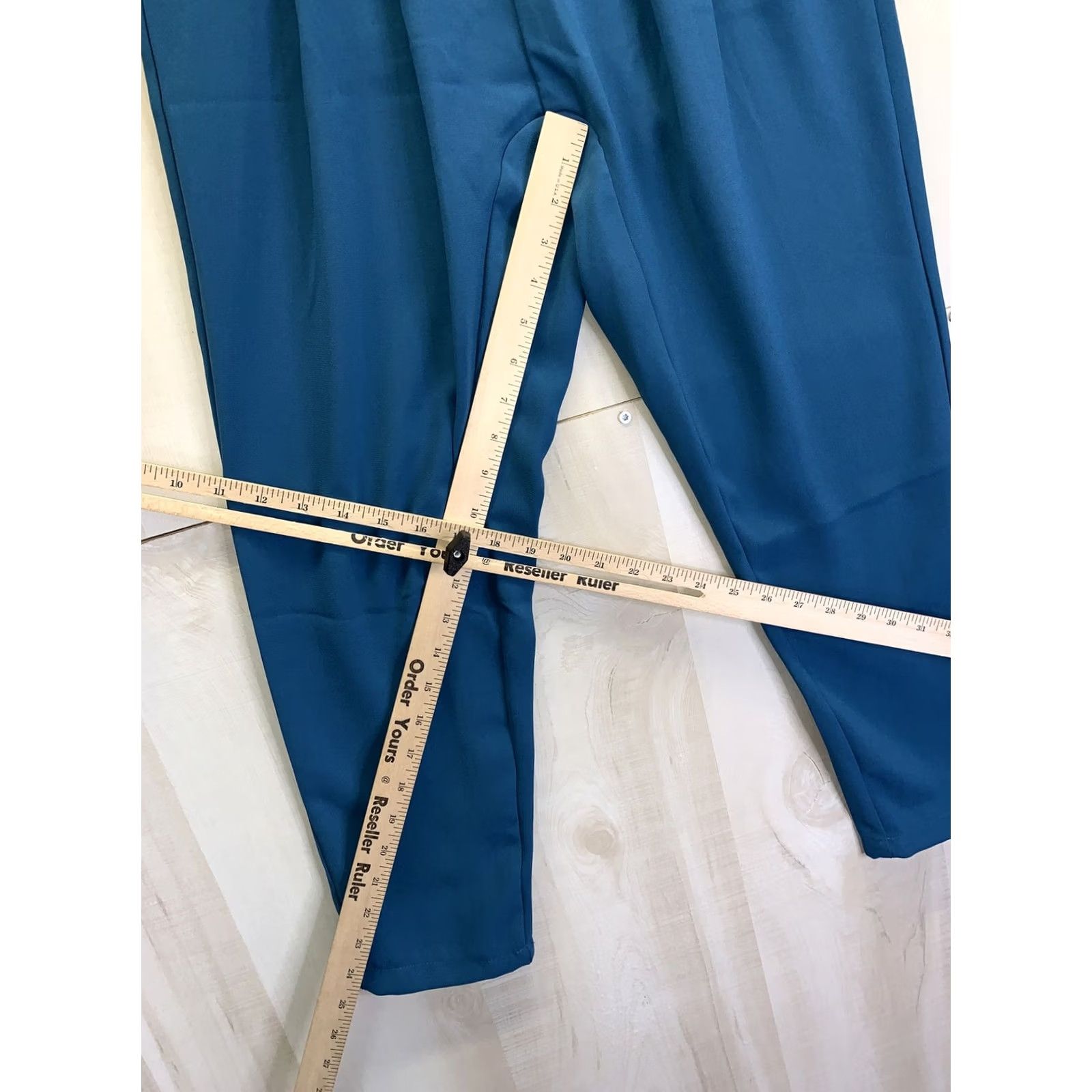 Vintage VINTAGE Vertigo Teal Pleated Front Polyester High Rise Crop Trouse Slack Pants Womens XS Size 26" / US 2 / IT 38 - 4 Thumbnail