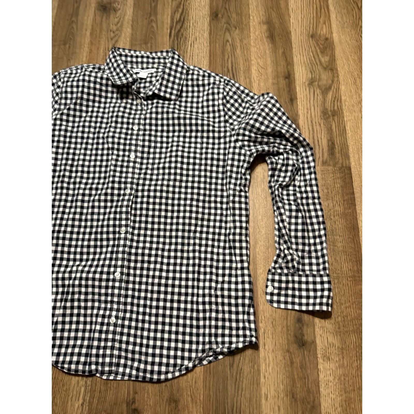 Essentials Amazon Essentials Shirt Women's L Black White Check Button-Up Long Sleeve Size L / US 10 / IT 46 - 4 Thumbnail