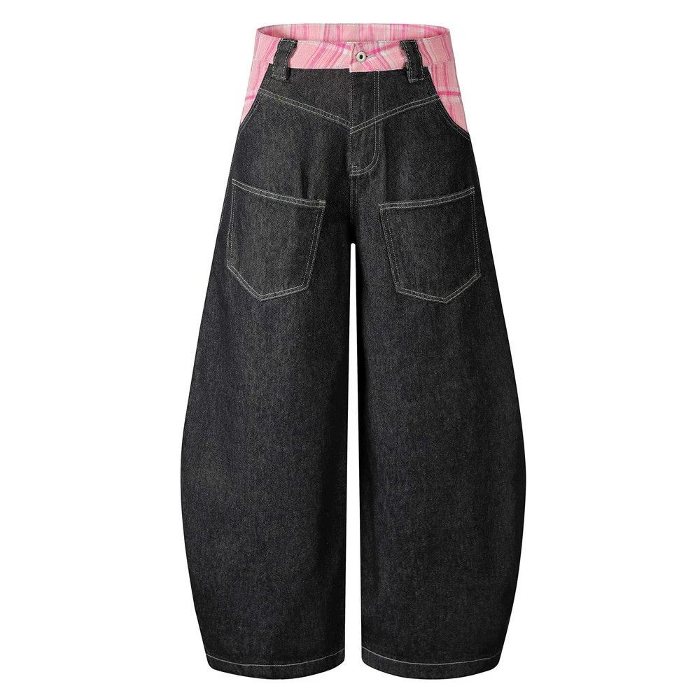 Jean Contrast stitching fake two-piece wide-leg scimitar jeans Size US 32 / EU 48 - 1 Thumbnail