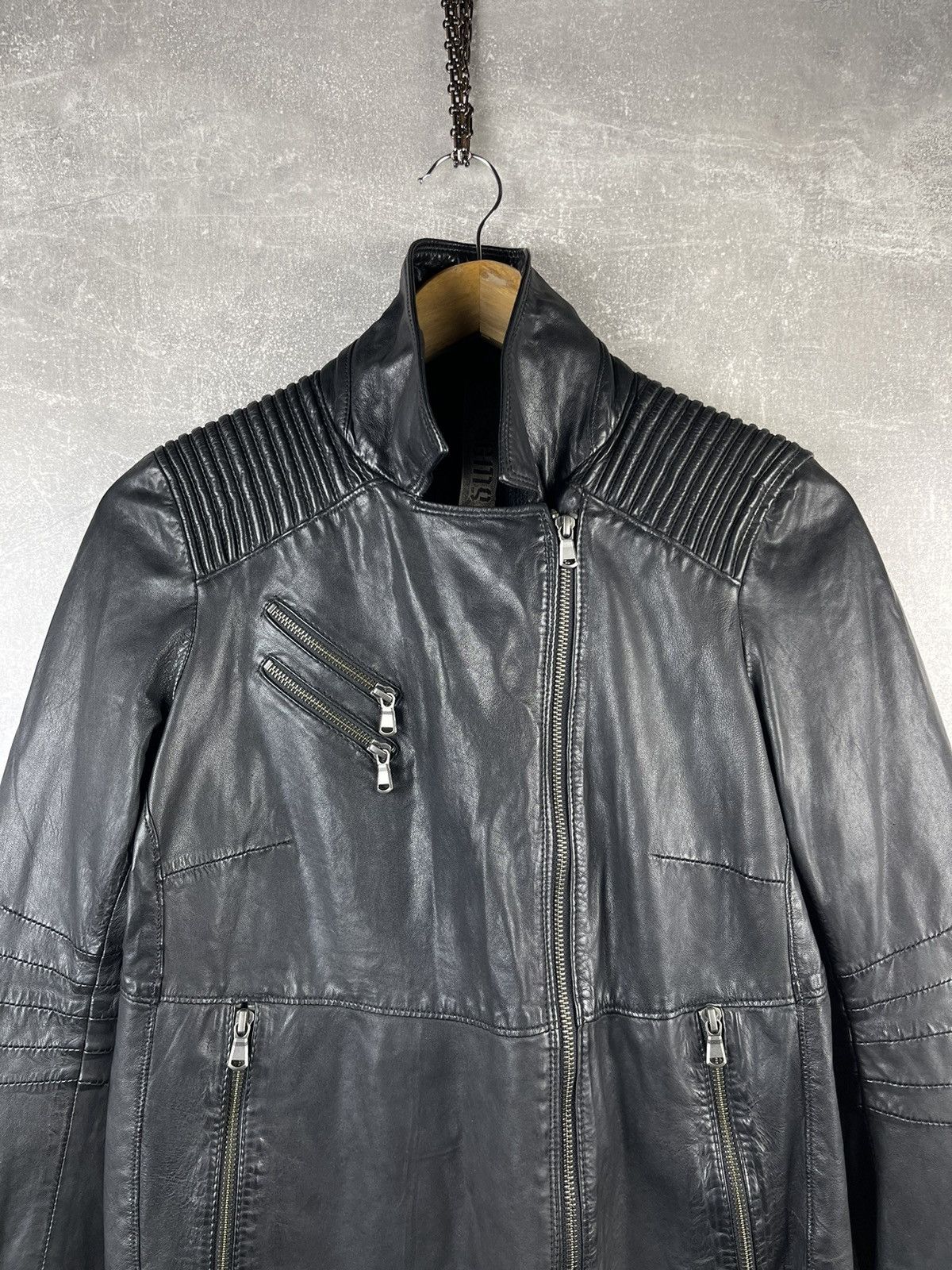 Ma+ GMS-75 Gimo's Leather Black Gothic GlamRock Avant Garde Coat Size S / US 4 / IT 40 - 10 Thumbnail