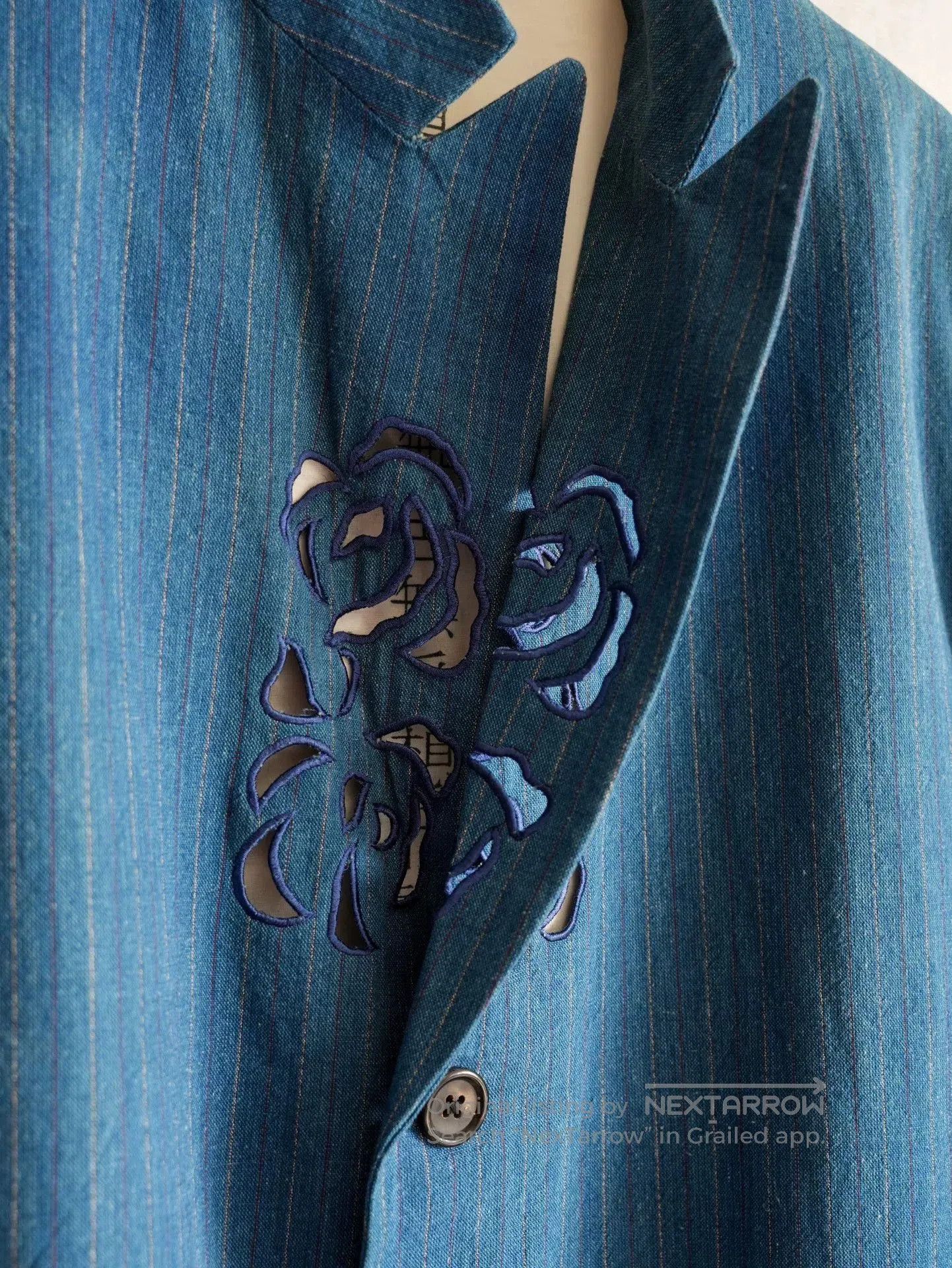 Yohji Yamamoto unique rose embroidered blue jacket. Size US M / EU 48-50 / 2 - 6 Thumbnail