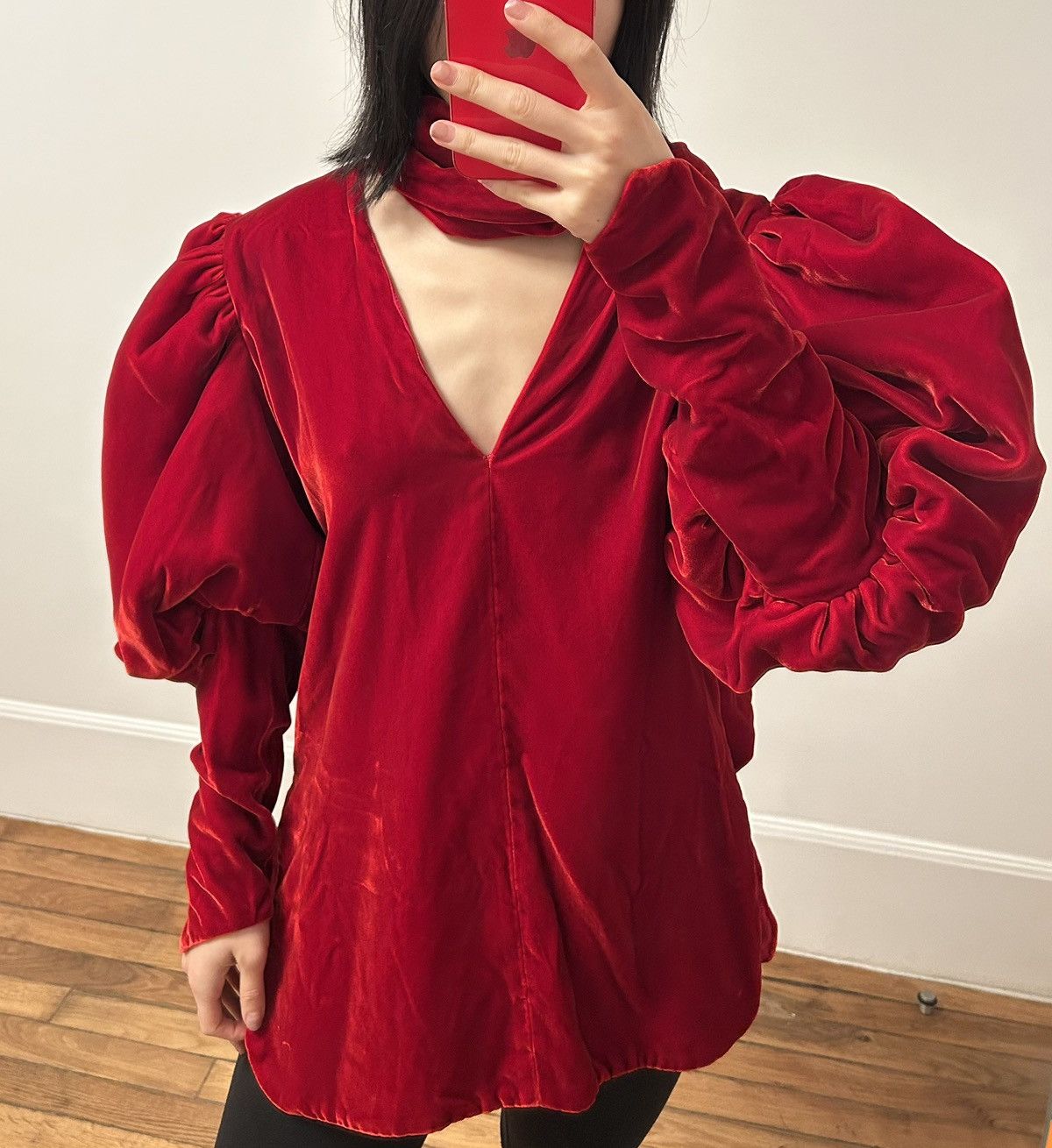KHAITE KHAITE RED VELVET BLOUSE Size S / US 4 / IT 40 - 6 Thumbnail