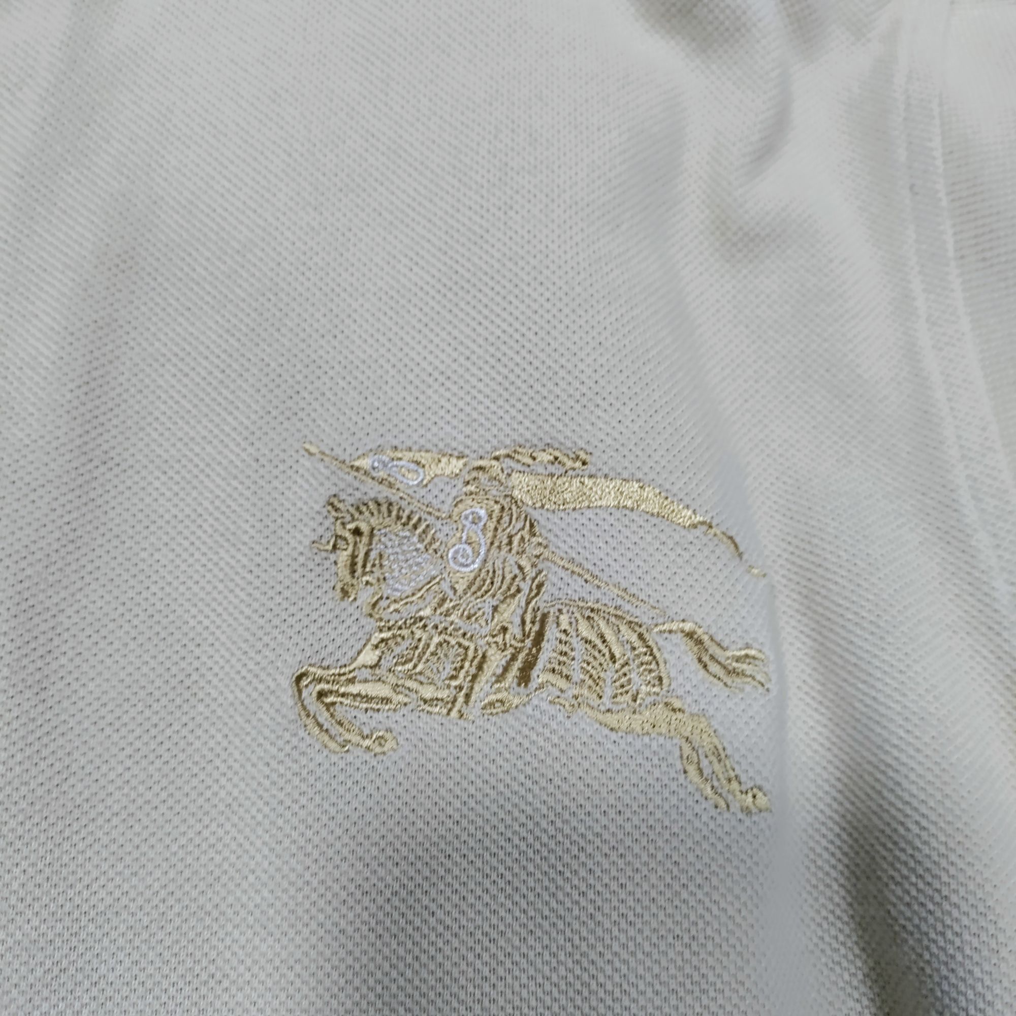 Burberry Burberry London Slim Fit Cotton Embroidered Logo Beige Polo Size US M / EU 48-50 / 2 - 8 Thumbnail