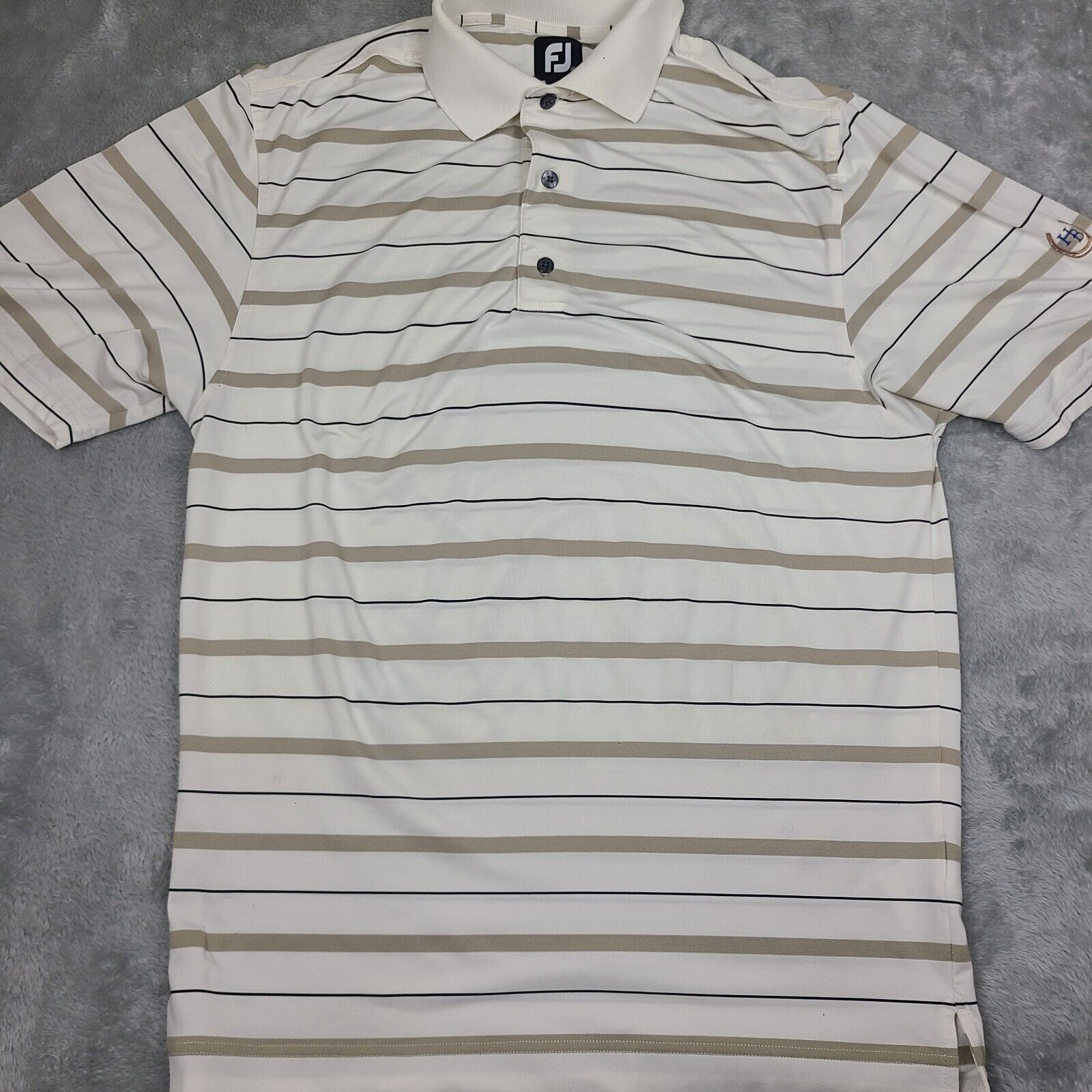 Footjoy Footjoy Polo Shirt Men's Medium White Striped Golf Stretch Size US M / EU 48-50 / 2 - 1 Thumbnail