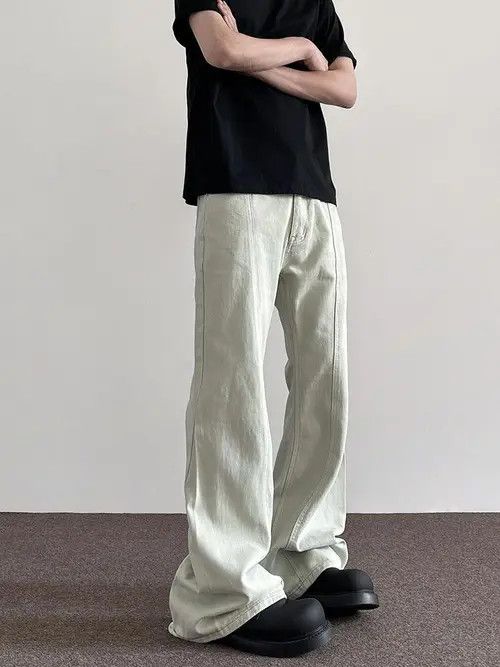 Other White Stacked Denim Jeans, Flared Baggy Jeans Size US 28 / EU 44 - 3 Thumbnail