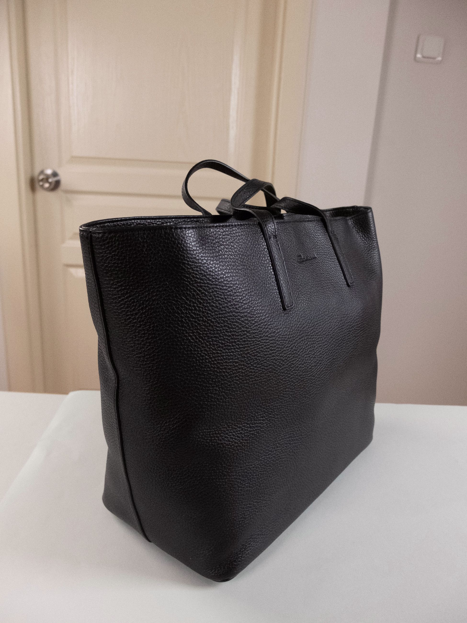 Santoni SANTONI black classic shopper leather tote bag authentic NWT Size ONE SIZE - 3 Thumbnail