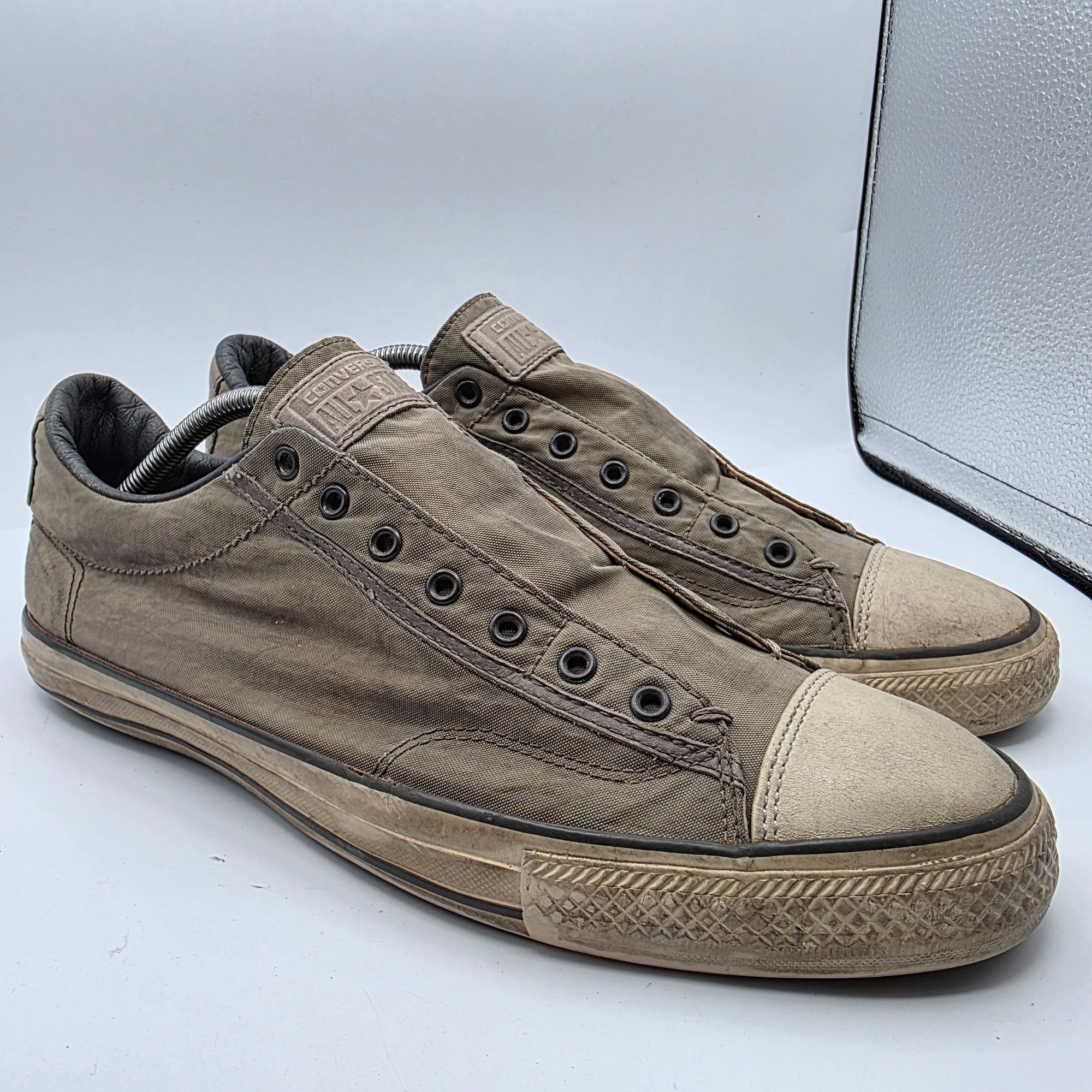 Converse × John Varvatos Converse x John Varvatos Mens Size 11 Gray Laceless Slip On Size US 11 / EU 44 - 1 Thumbnail