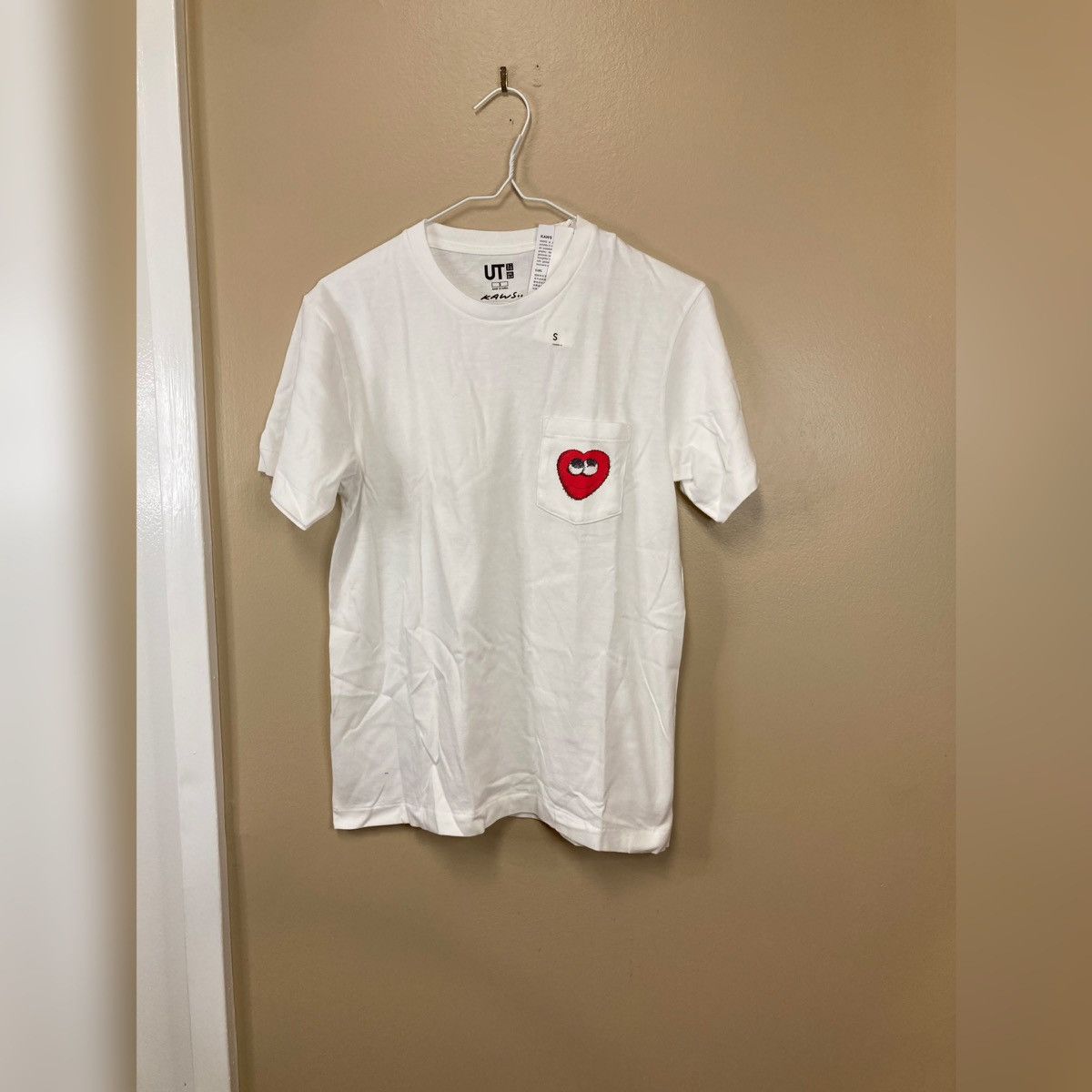 Kaws Uniqlo Heart Pocket T-Shirt Japanese Sizing