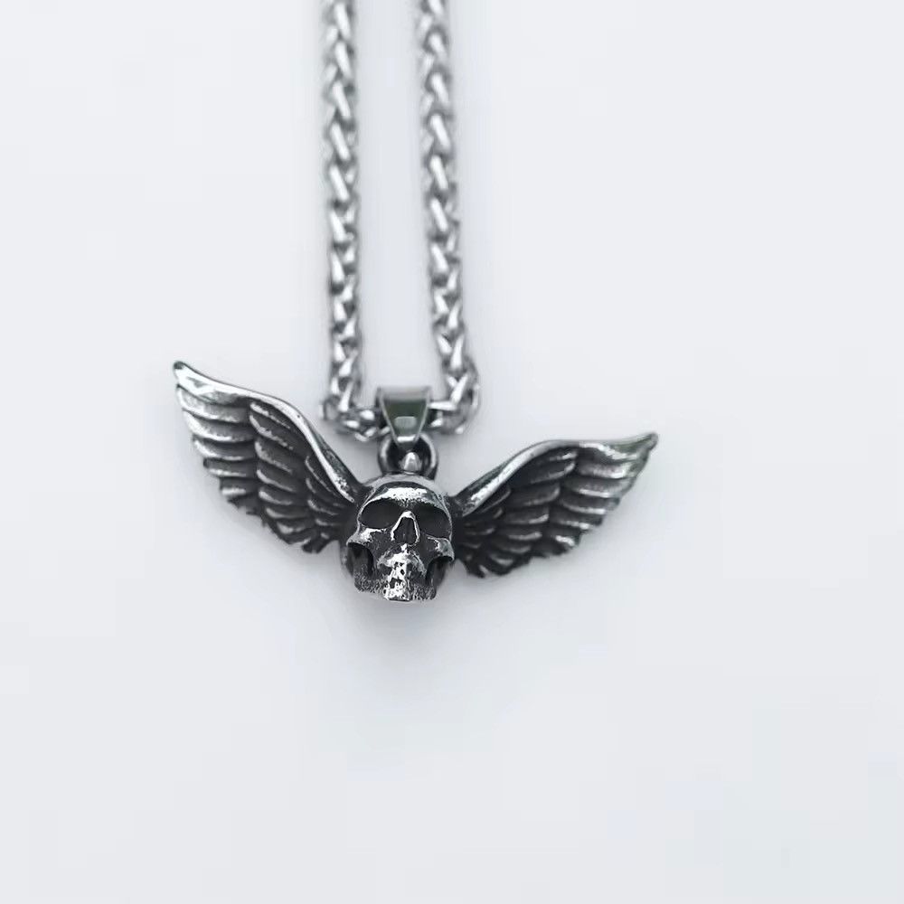 Vintage Vintage Goth Wing Skull Necklace Size ONE SIZE - 5 Thumbnail