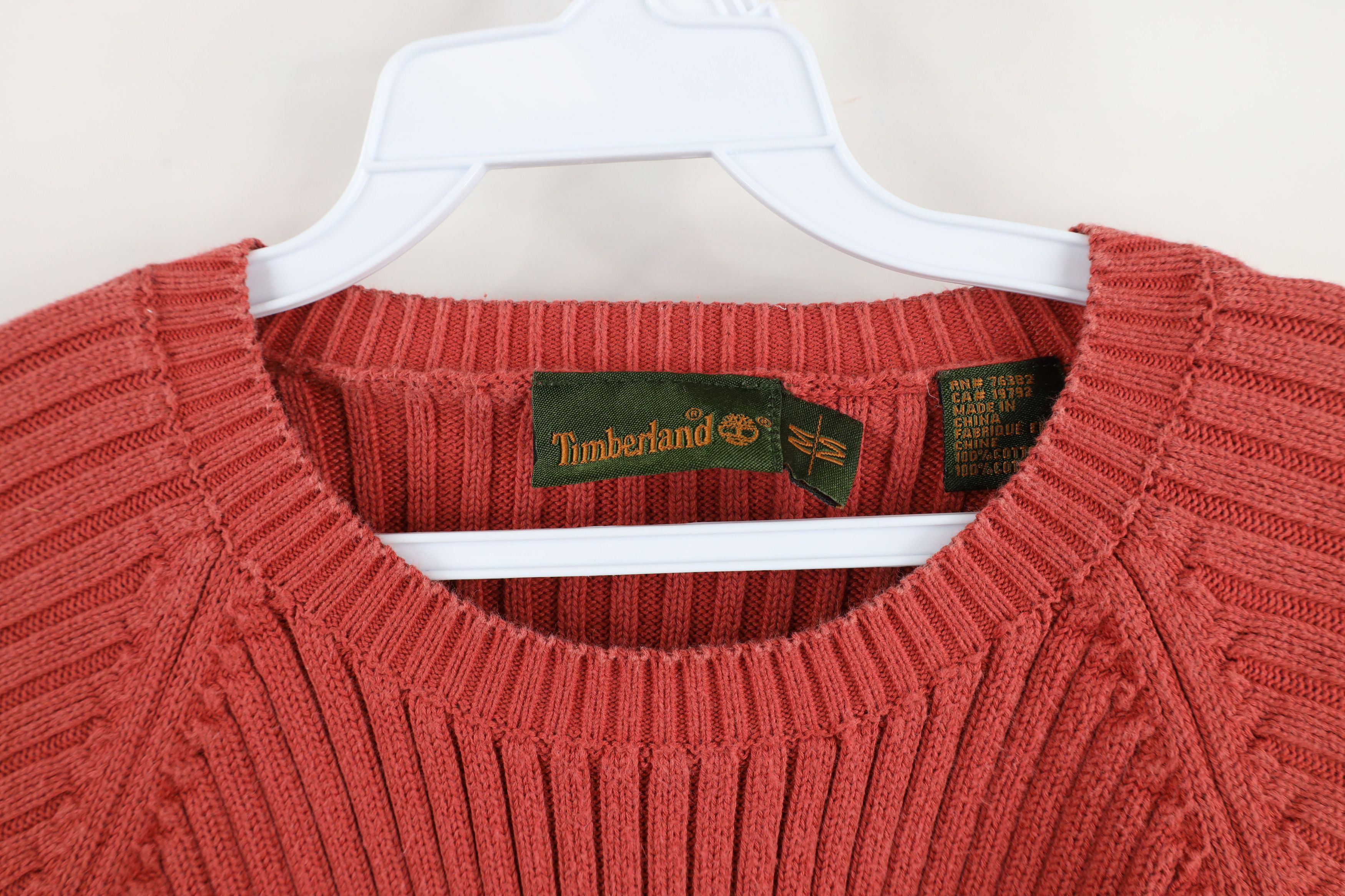 Timberland × Vintage Vintage 90s Y2K Timberland Chunky Ribbed Knit Sweater Red Size US M / EU 48-50 / 2 - 5 Thumbnail