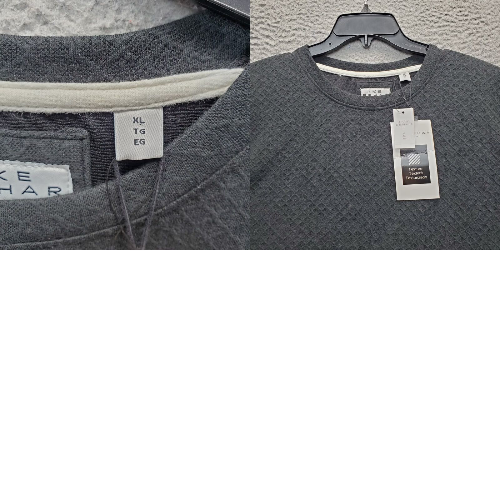 Ike Behar IKE BEHAR T SHIRT Womens XL Black Textured Diamond Weave Short Sleeve Crew Neck Size XL / US 12-14 / IT 48-50 - 8 Thumbnail