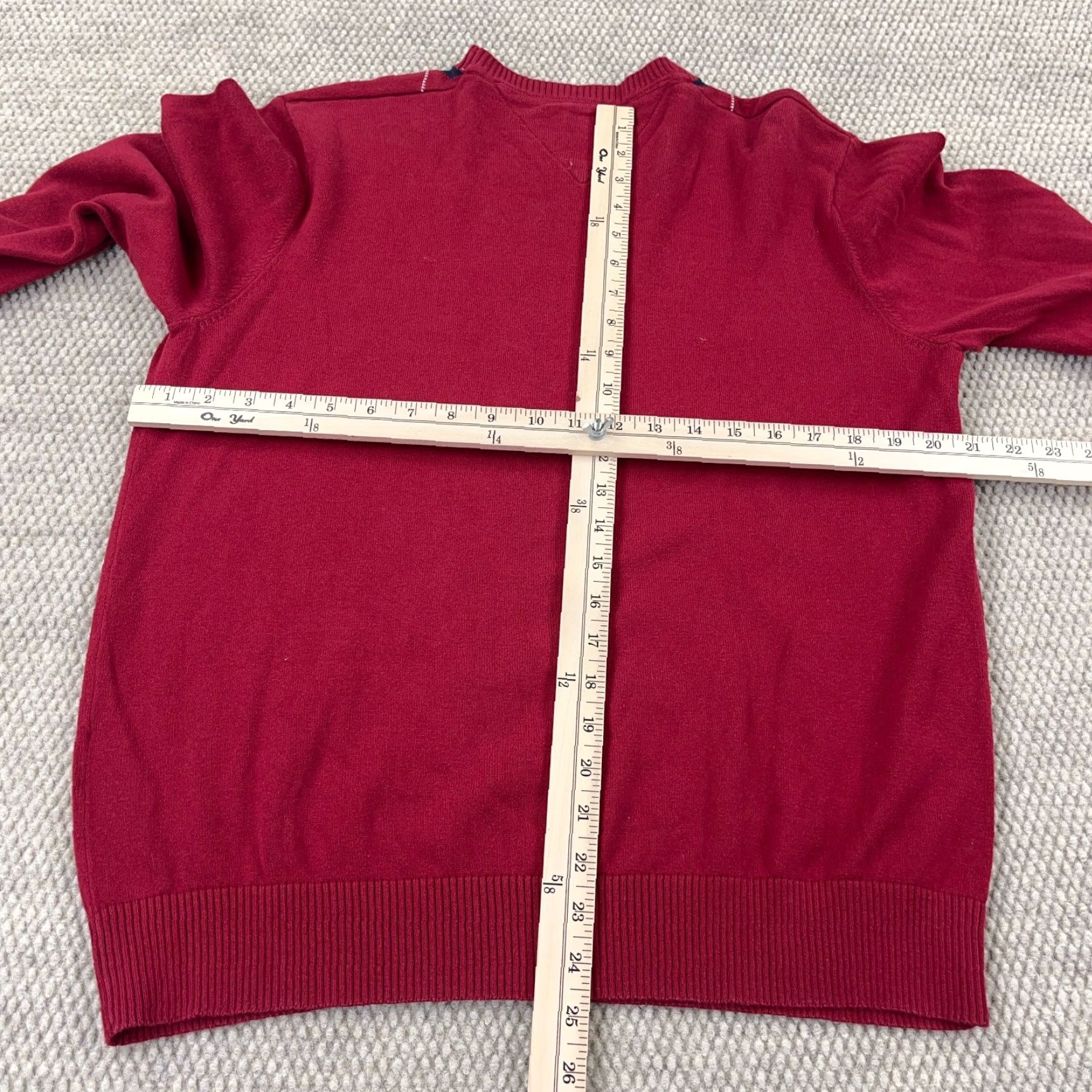 Tommy Hilfiger Tommy Hilfiger Sweater Men Large Red Blue V-Neck Knit Pullover Diamond Golf Soft Knit Shirt Mens Size US L / EU 52-54 / 3 - 5 Thumbnail