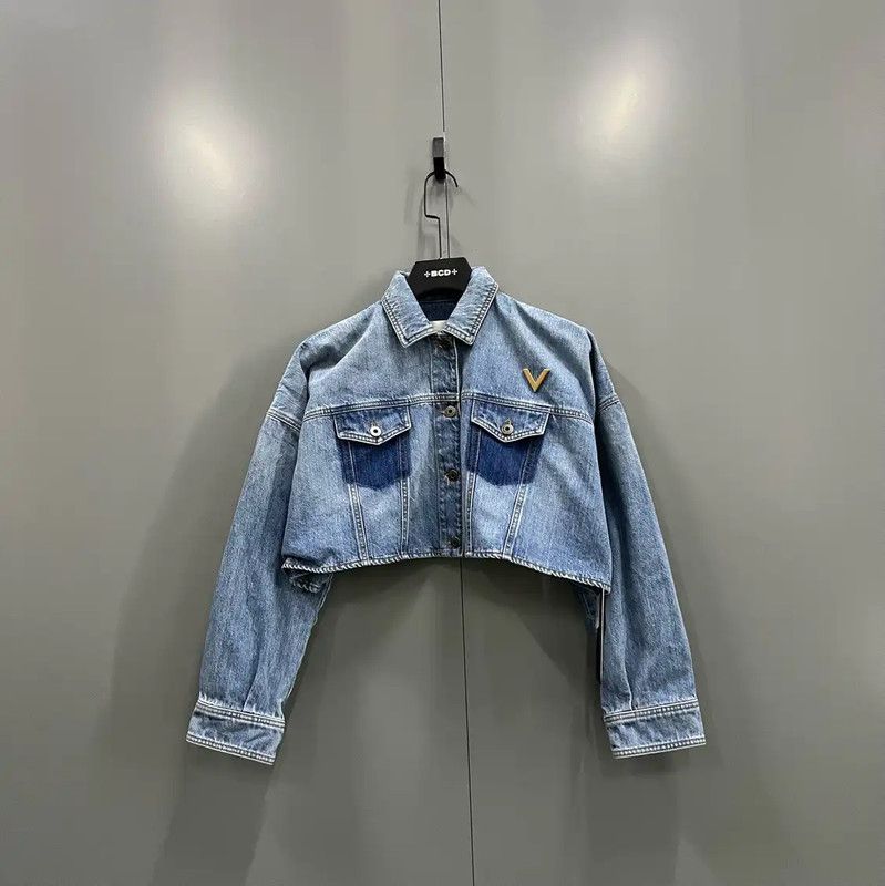 Valentino Valentino Blue Denim Cropped Jacket for Women 0089 Size ONE SIZE - 1 Thumbnail