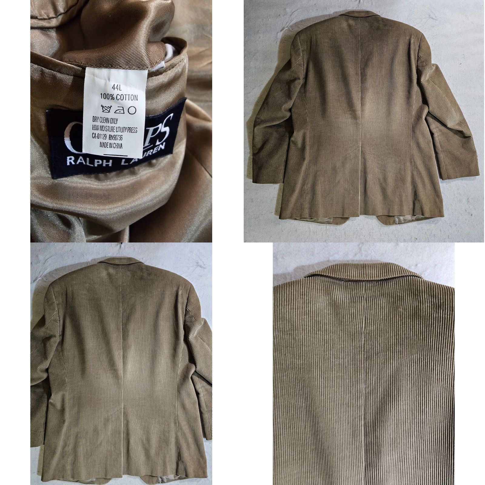 Chaps Chaps By Ralph Lauren Tan Corduroy Blazer Lined Sport Coat Jacket Mens Size 44 Long Size 44R - 8 Thumbnail