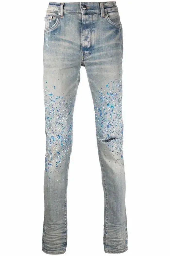 Amiri o1wfsh0625 Crystal Painter Jeans in Blue Size US 28 / EU 44 - 1 Thumbnail