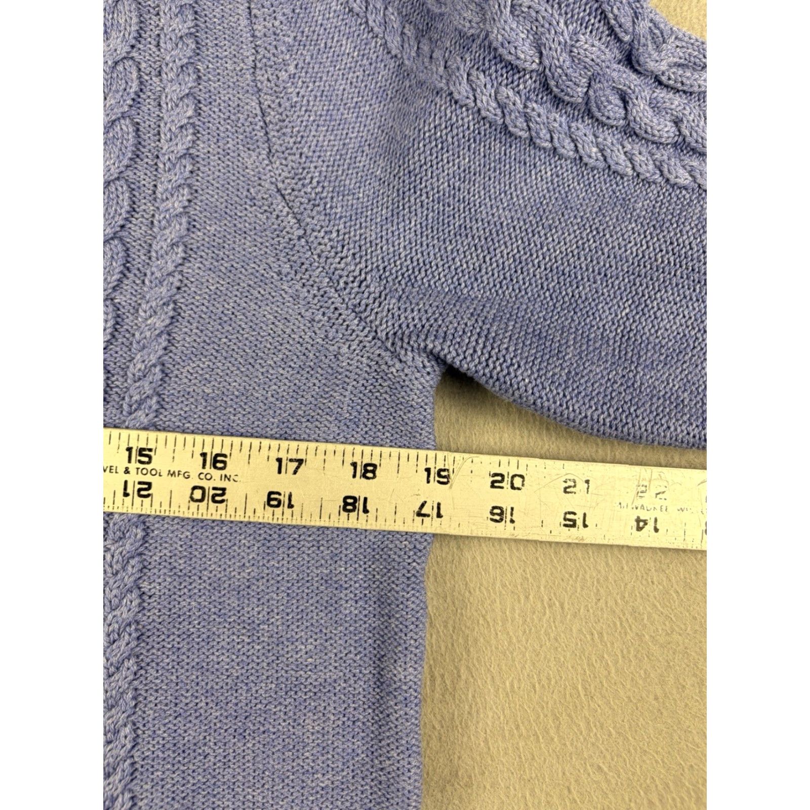 Vintage LL Bean Sweater Women’s Full Zip Petite Size L Blue Cable Knit Outdoors NEW Size L / US 10 / IT 46 - 6 Thumbnail