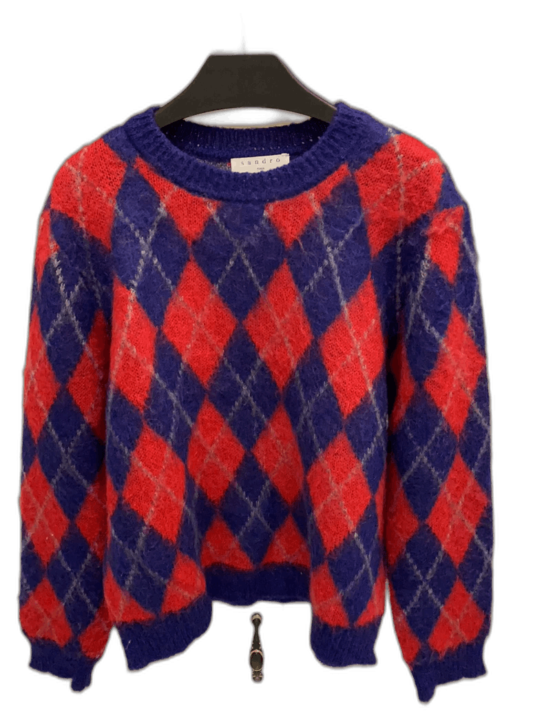 Celine Colorful Argyle Knit Sweater Size US M / EU 48-50 / 2 - 1 Thumbnail