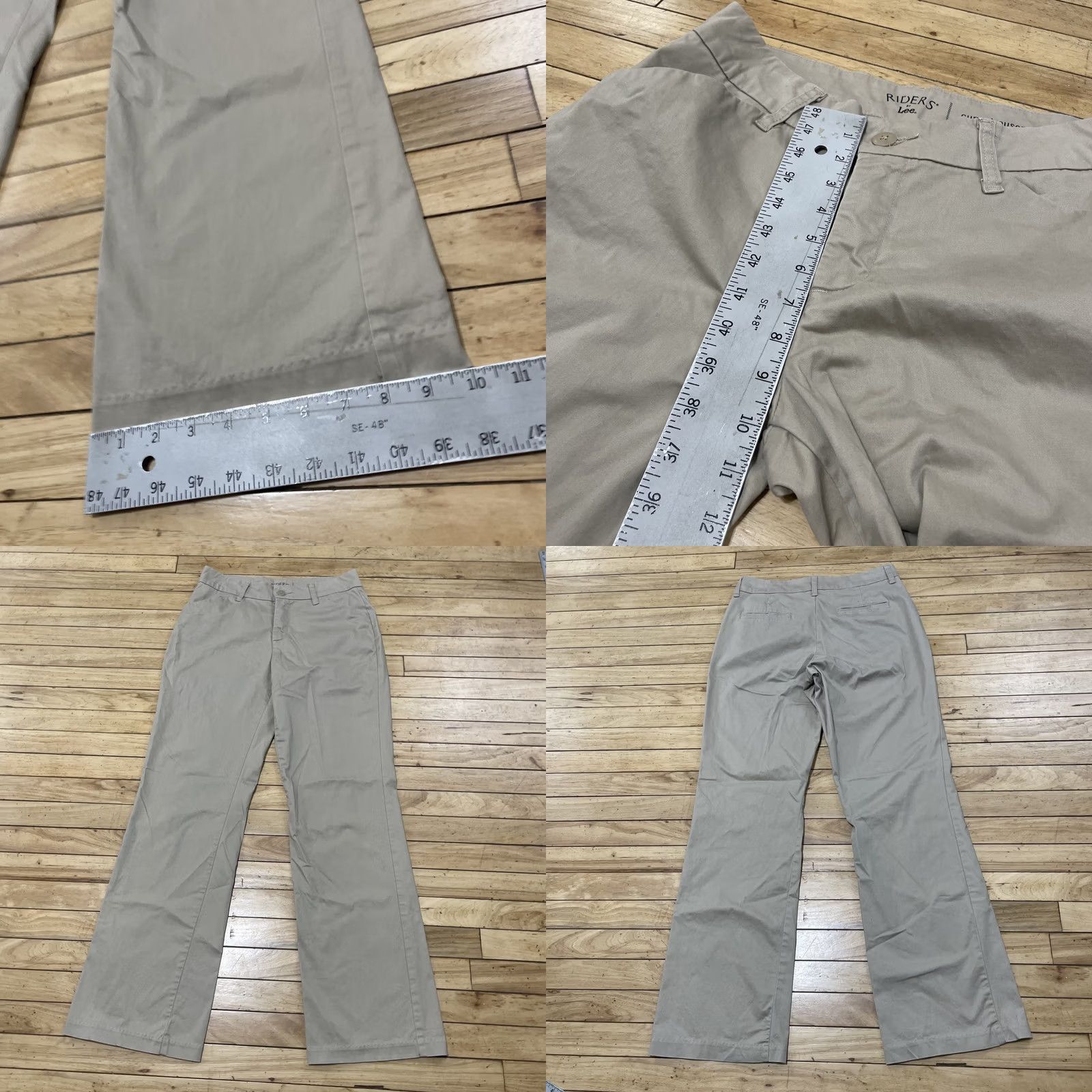 Vintage VINTAGE RIDERS Lee Curvy Flare Trouser Pants Women 12/L Bootcut Khaki Stretch 12 32x34 Size 34" / US 12 / IT 48 - 9 Thumbnail