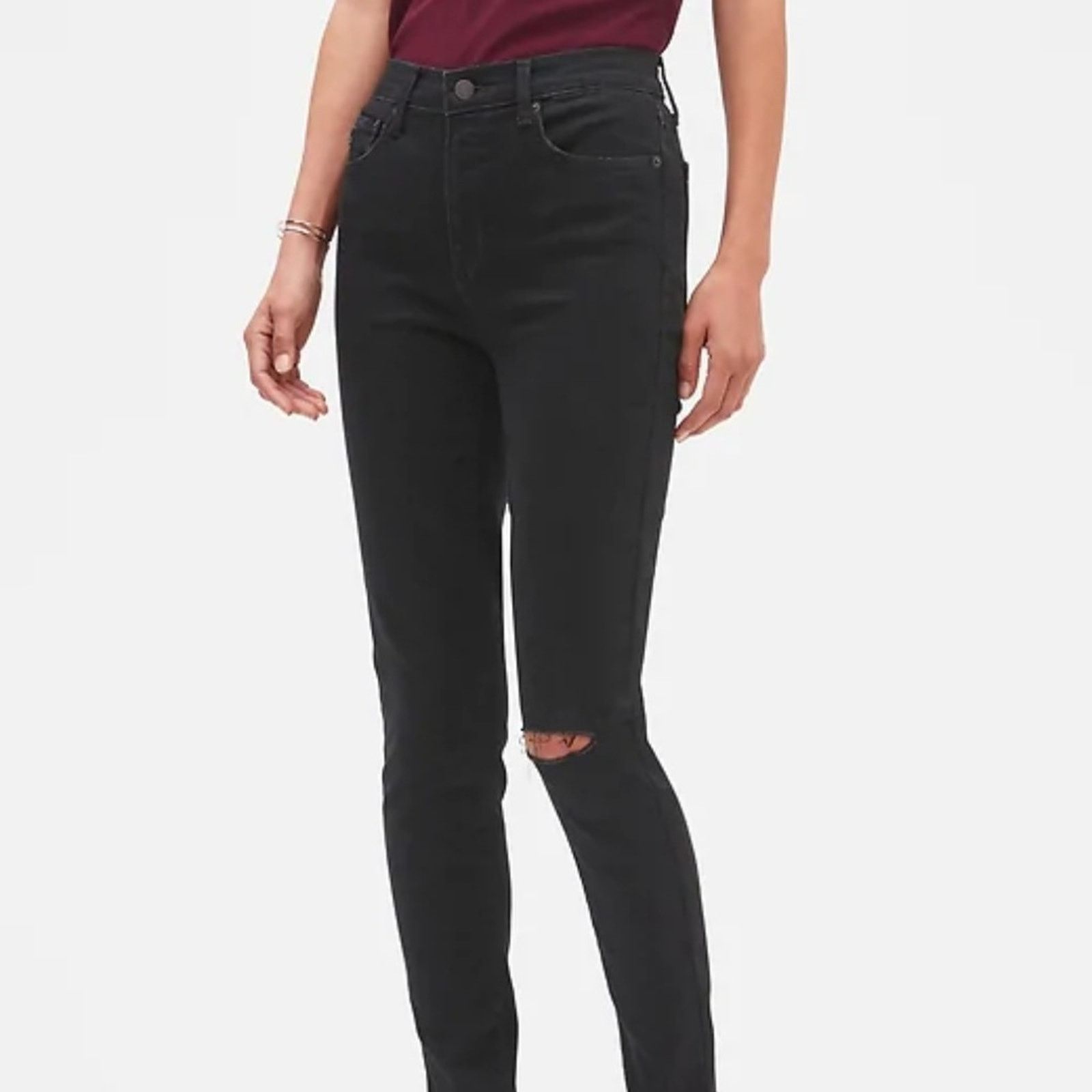 Banana Republic Banana Republic High Rise Black Denim Skinny Jeans Size 27" / US 4 / IT 40 - 1 Thumbnail