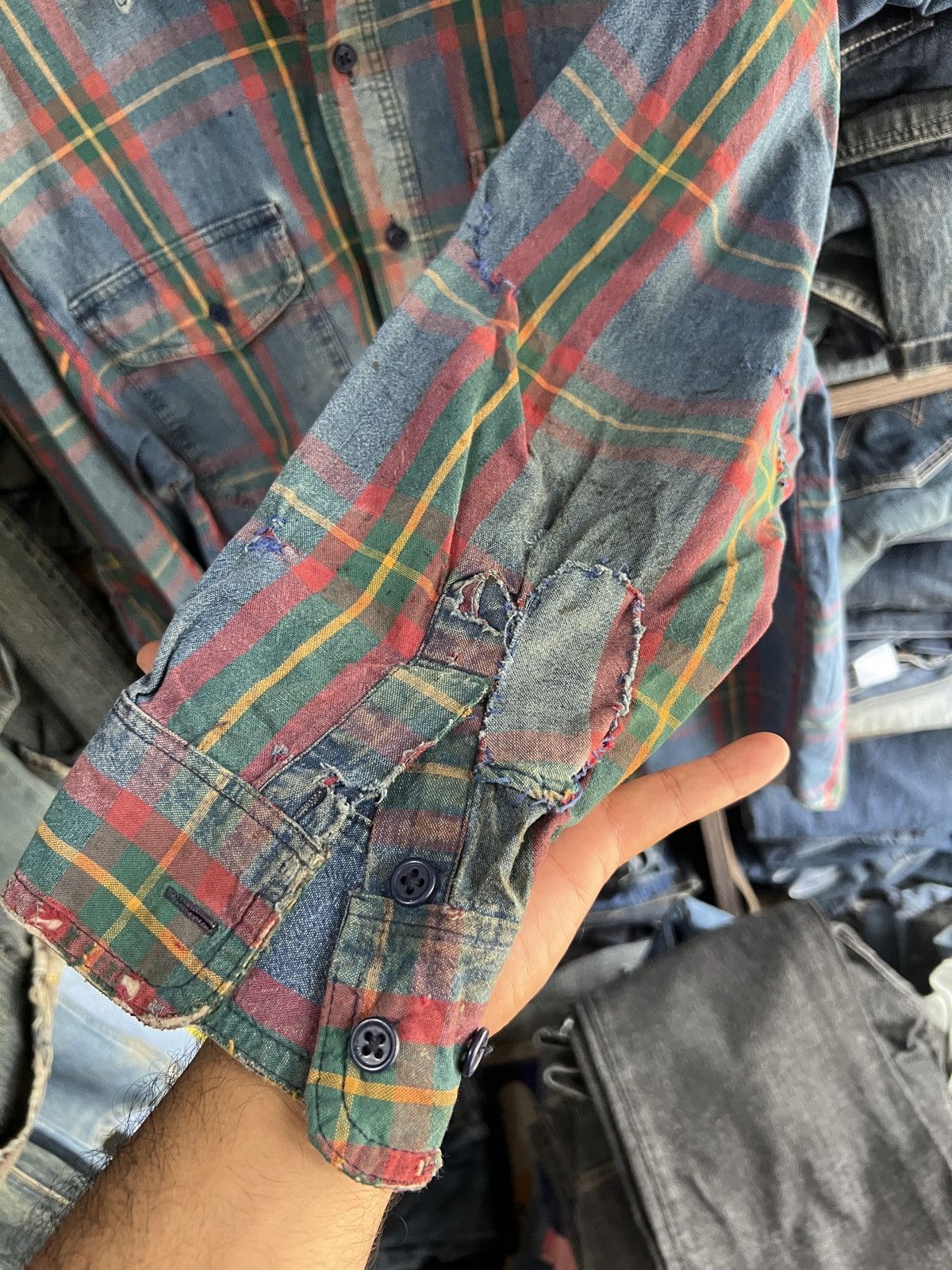 Lee 🔥Distressed Vintage Lee Made in Usa Flannel Size US M / EU 48-50 / 2 - 13 Thumbnail