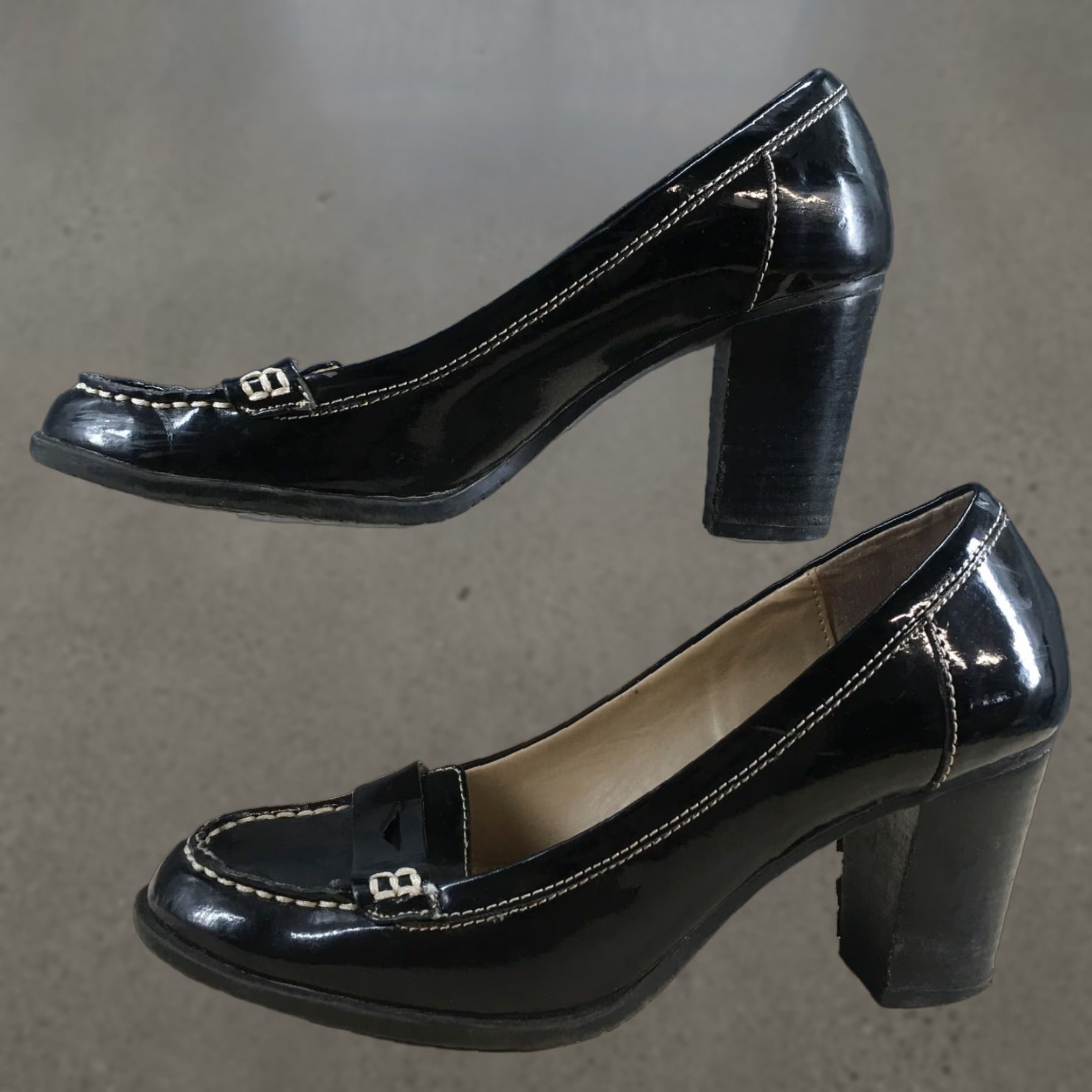 Vintage Bandolino Shoes Womens 7.5 M Dress Pump High Heels Slip On Black Faux Leather - Pump, Bandolino, Shoes, Womens, 7.5 M, Black, Faux Leather, High Heel Size M / US 6-8 / IT 42-44 - 1 Thumbnail